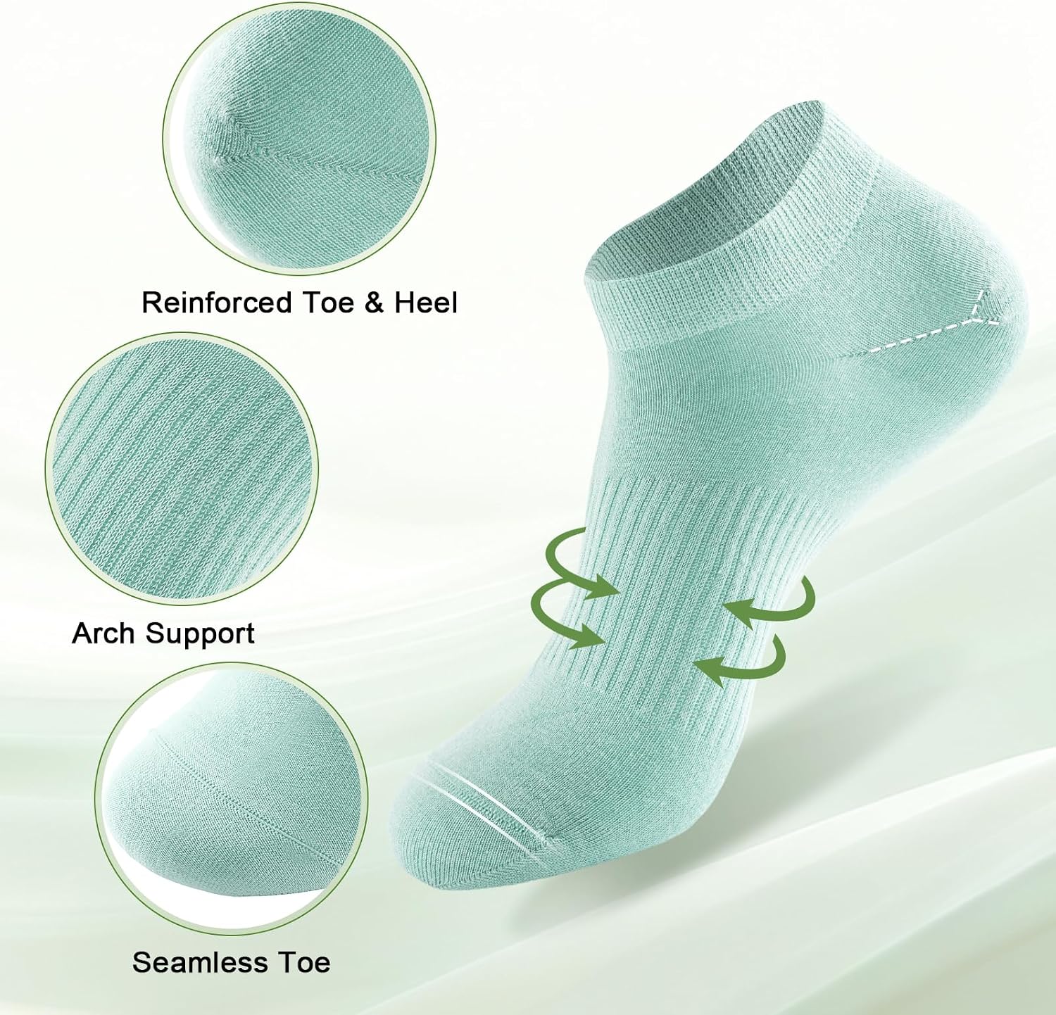 Ultra Thin Ankle Socks for Women, 5 Pairs Bamboo Rayon Low Cut Breathable Seamless Lightweight Pastal Colors Soft Socks