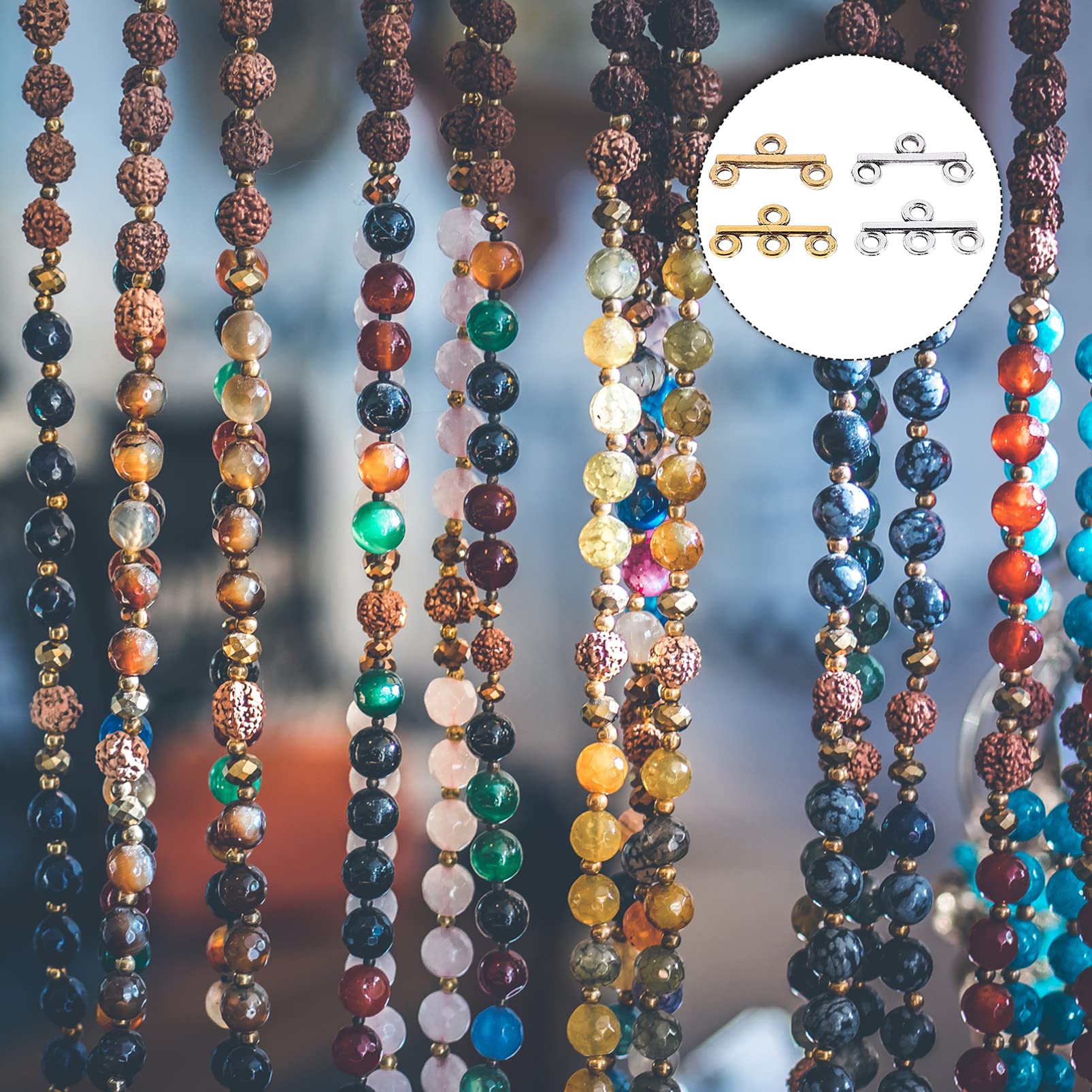 120pcs Multi Strand Jewelry Connectors - 3 Color Rectangle Clasps For Necklaces & Bracelets