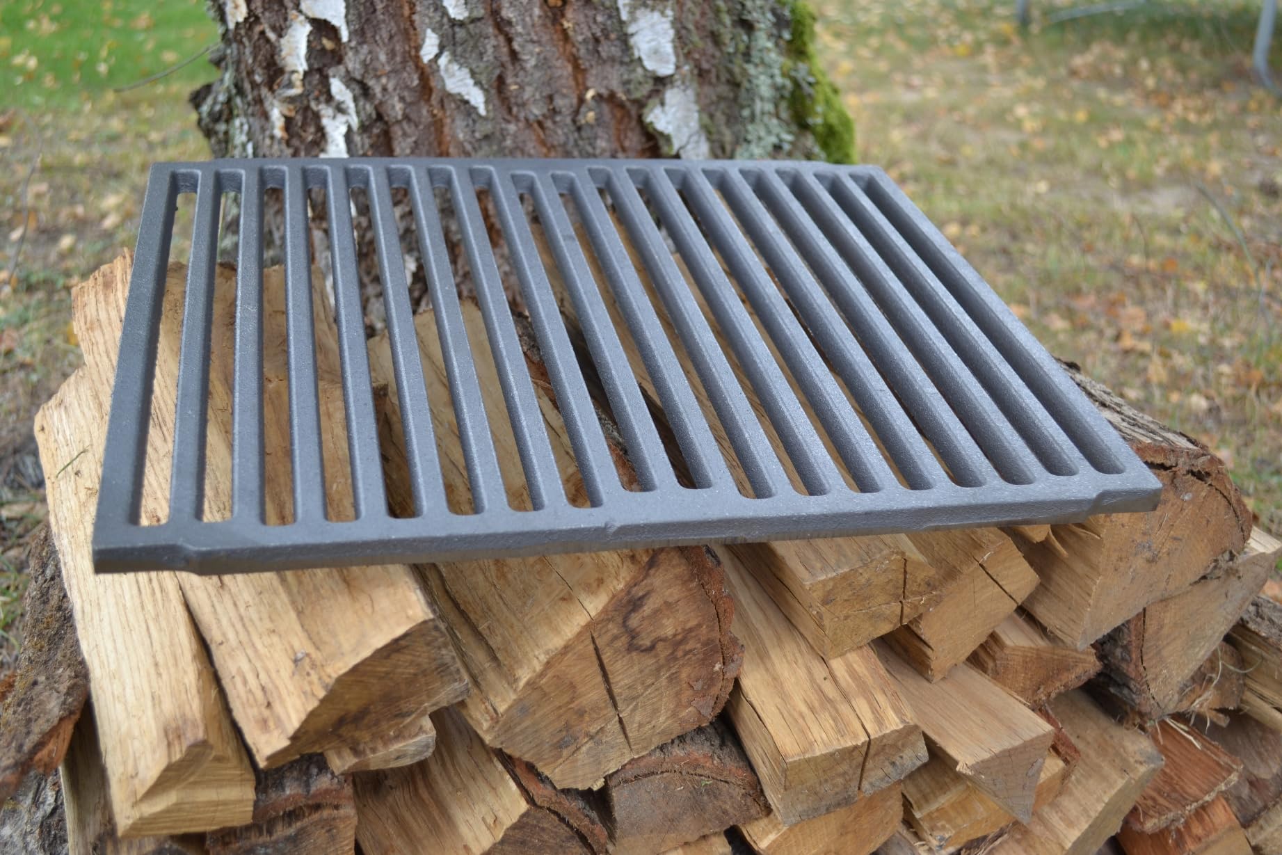 SEZAM 41,5 x 33,5 cm, griglia in ghisa, diversi diametri, adatta per camino, stufa, griglia per forno, griglia a carbone, barbecue a carbonella, griglia elettrica