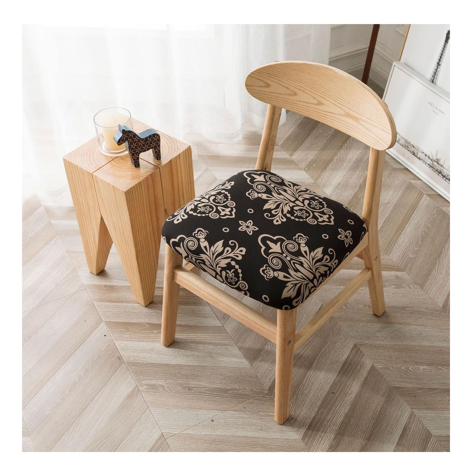 FZ FUTURE Printing Dining Chair Seat Covers Modern Square Seat Cushion Slipcovers Removable Anti-Slip Chair Seat Cushion Protector Cover with Elastic Bottom for Living Room Club,K3,2pcs