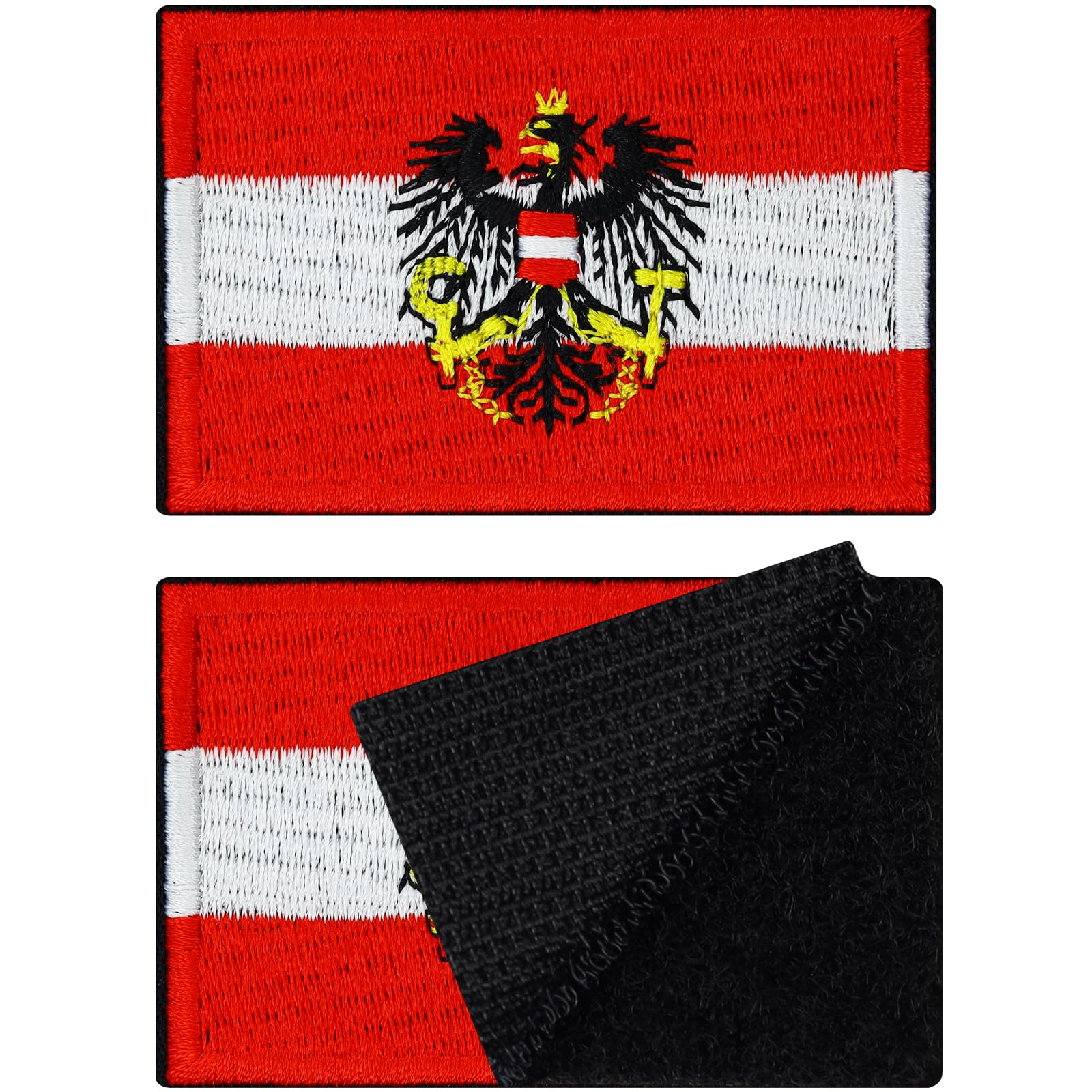 Patch Austria Set of 2 Patches Austrian Coat of arms Hook and Loop Patch velkro Patches Military Patch with Hook and Loop Tactical Morale Patches with Your Country Flag, 1.6 x 2.4