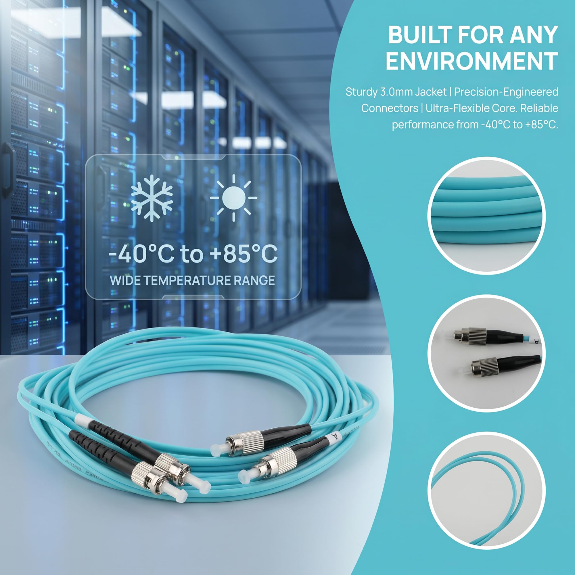OM3 Duplex LWL-Patchkabel FC auf ST (50m)