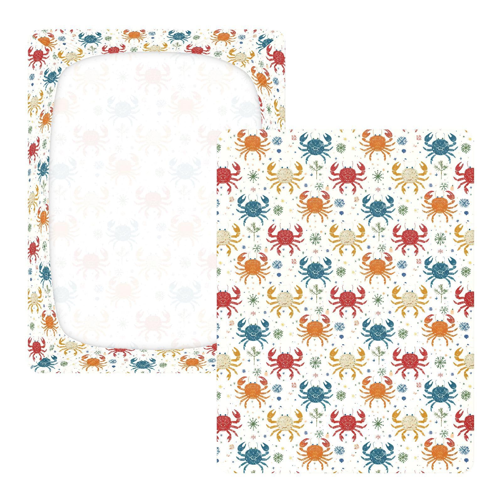 Rainbow Playful Crab - Lenzuola colorate per culla, in cotone, morbide, comode, per culla, confezione da 1