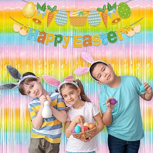 Miniatura 6 de MALANKU 2 cortinas de flecos de papel de aluminio de arcoíris pastel, decoraciones de fiesta para niños, 3.3 x 8.2 pies, telón de fondo de fotos de