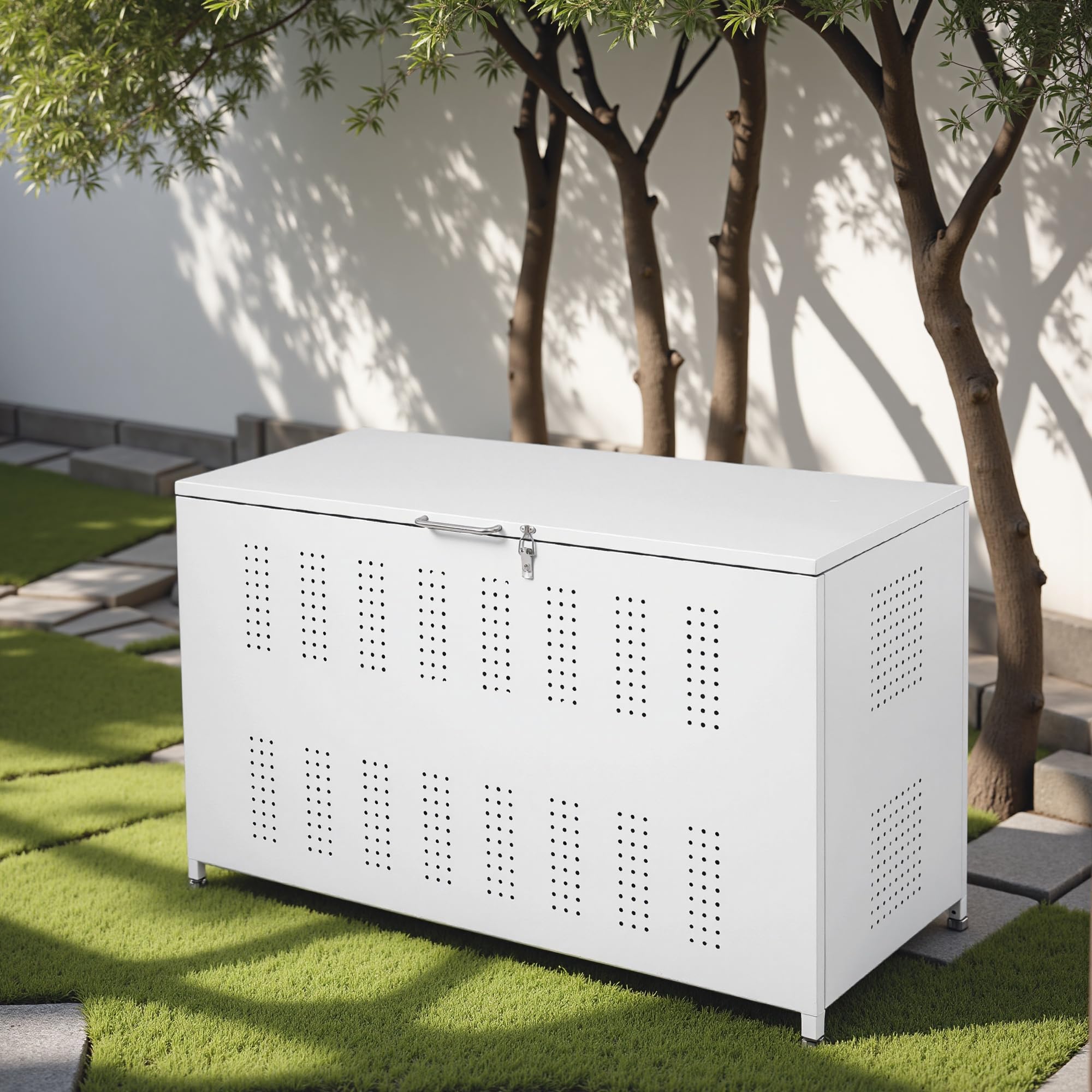 Amazon | 【ホワイト】OSJ 屋外ゴミ収納庫 ゴミ箱 容量350L 屋外 収集 