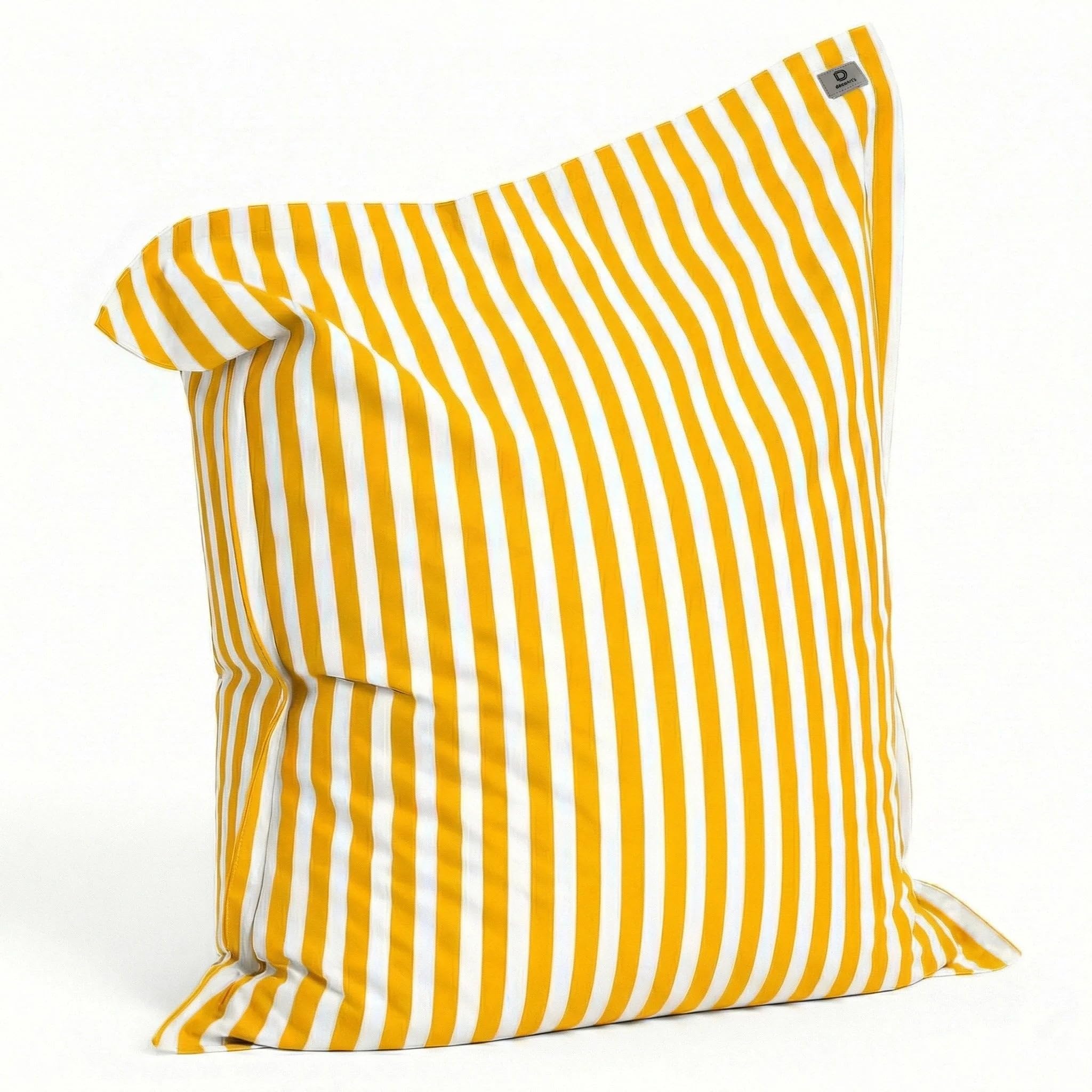 Housse pour Pouf Géant XXL 180x140cm Rayure Jaune Anti-UV Déhoussable