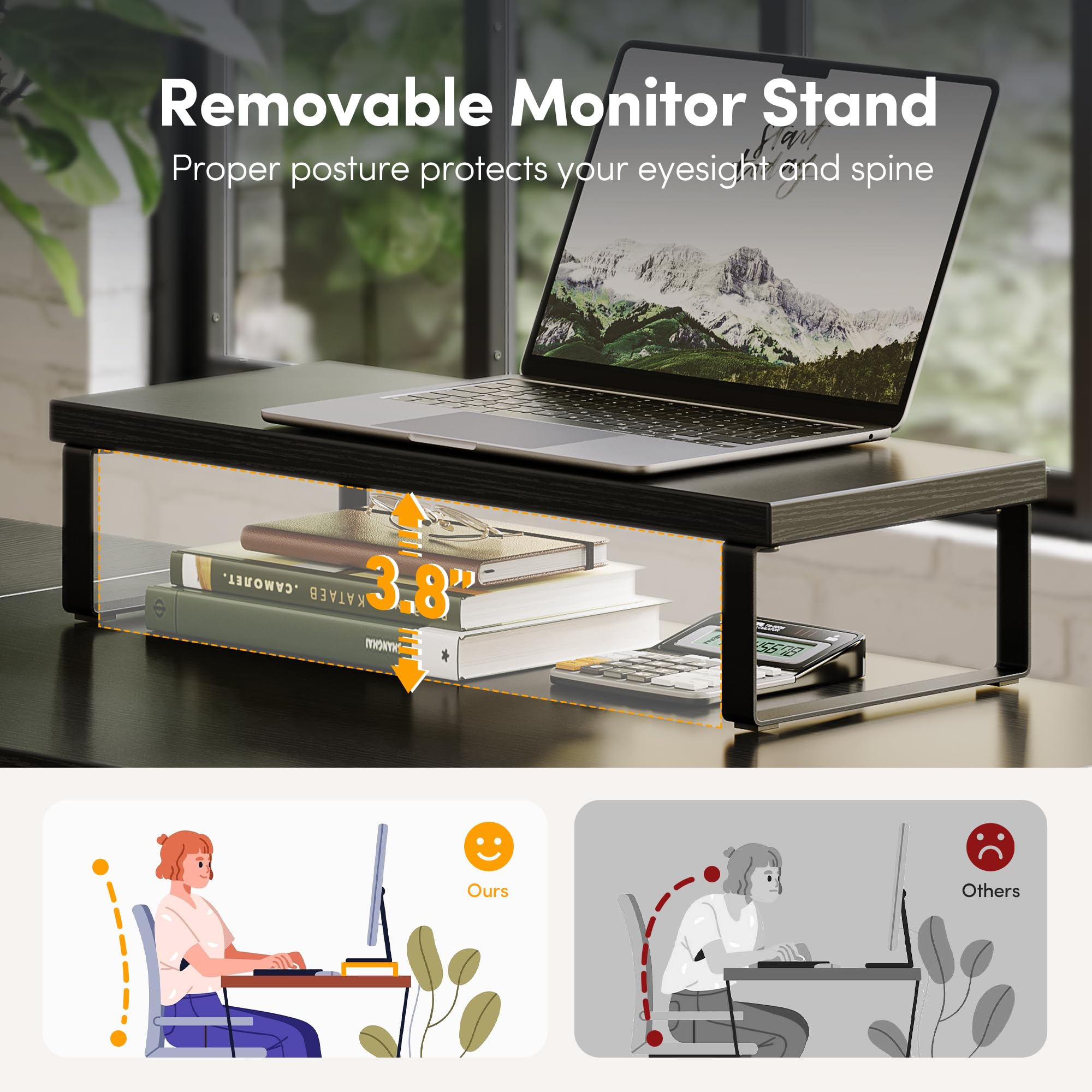 CubiCubi Gaming tafel hoekbureau 150 x 120 cm, bureau L-vorm voor gaming, hoektafel computertafel met monitorstandaard, ruimtebesparend, eenvoudig te monteren, hoektafel, zwart