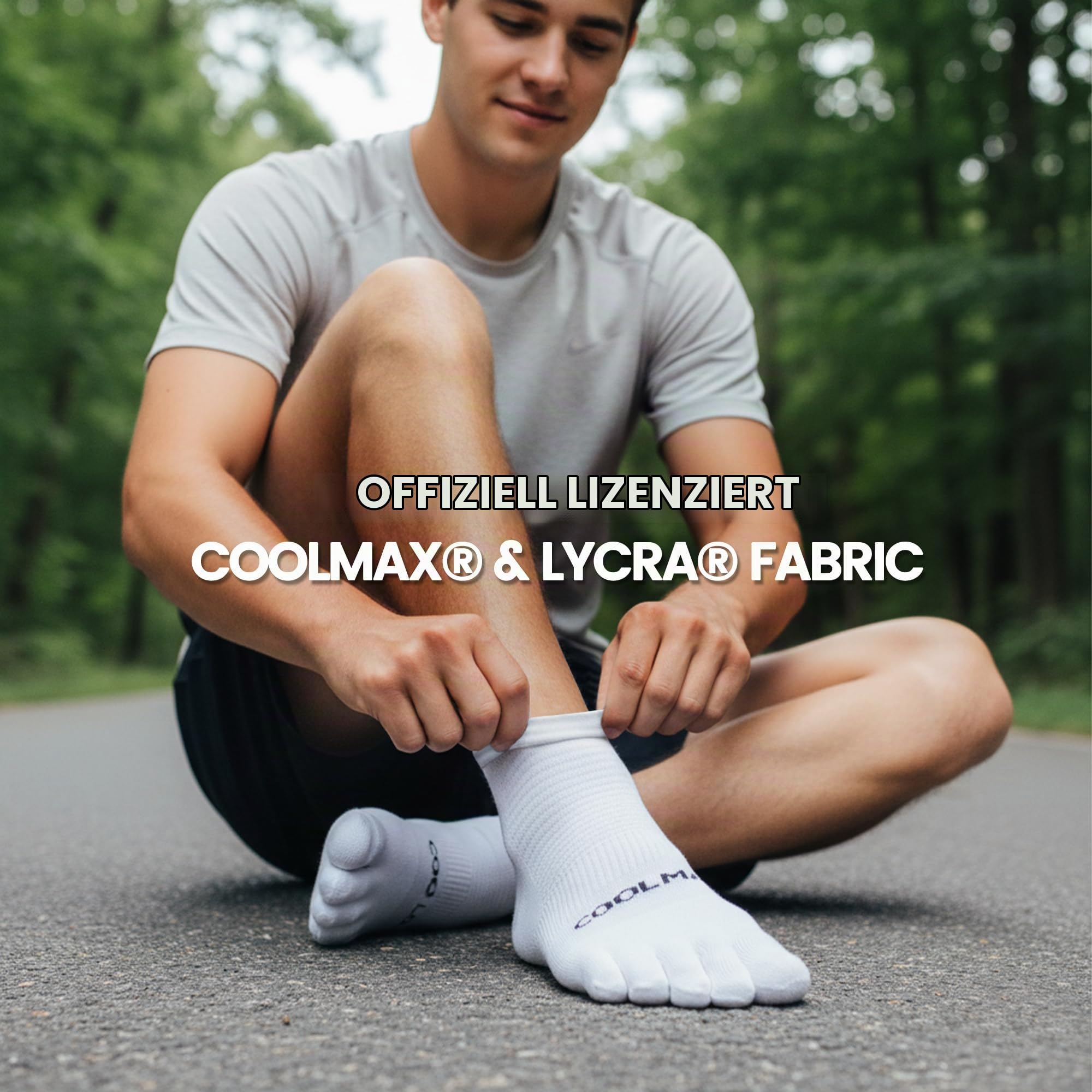COOLMAX Lauf-Zehensocken, gepolstert, Sport-Knöchelsocken, Unisex