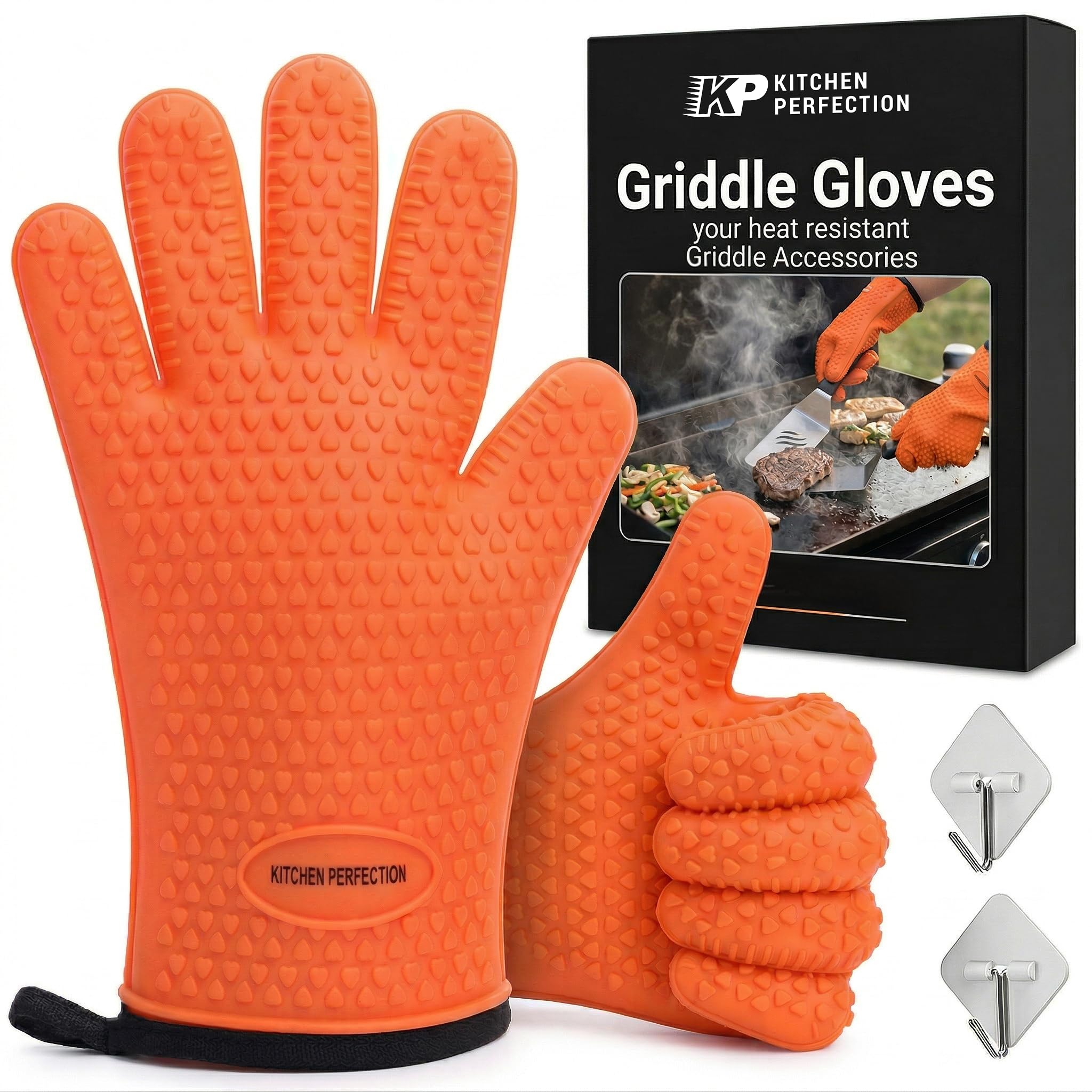 KITCHEN PERFECTION XL Silikon-Grillhandschuhe – hitzebeständige Ofenhandschuhe
