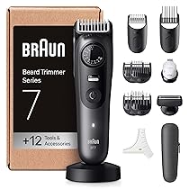 Braun Regolabarba Uomo Series 7, +12 Strumenti Da Barbiere, Lama ProBlade Affilata a Vita, Fino A 120 Minuti Di Autonomia, Selettore Di Precisione Con 40 Lughezze E Blocco, BT7545, Grigio