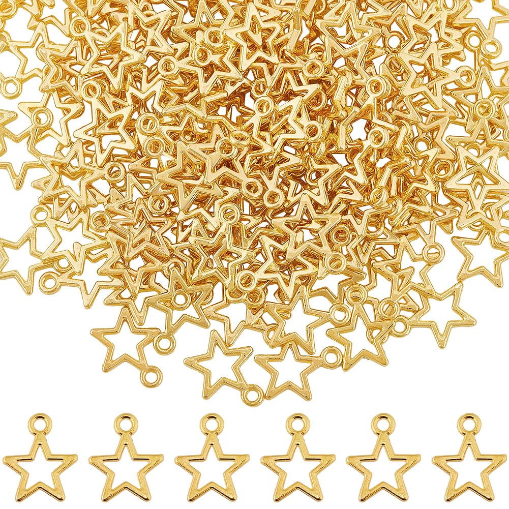 SUNNYCLUE Lot De 200 Mini Breloques Étoiles Dorées En Alliage - Style Tibétain Classique Pour Fabrication De Bijoux, Colliers, Bracelets Et Boucles D'Oreilles