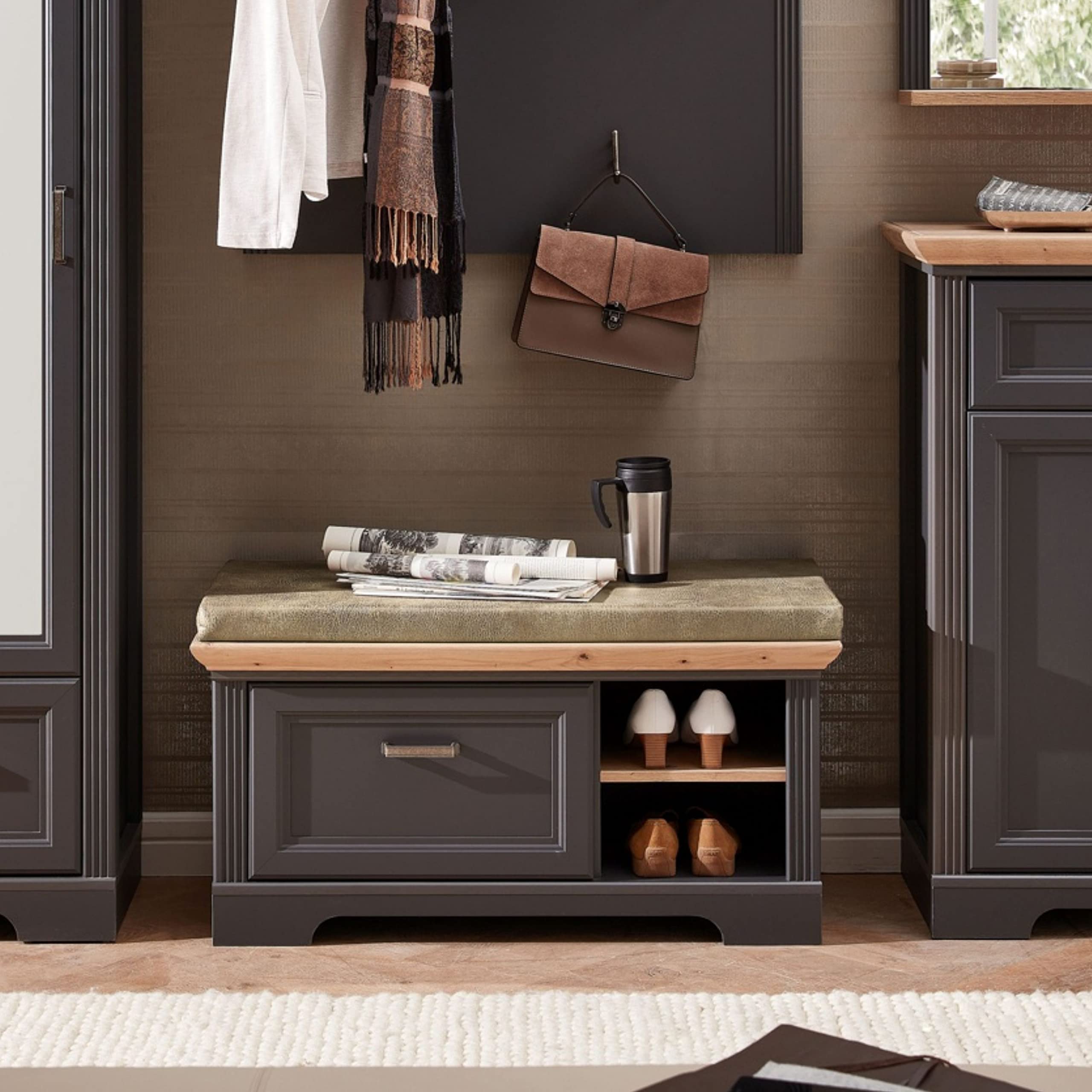 Credenza in legno ingegnerizzato color rovere marrone 97x32,5x74,5 cm
