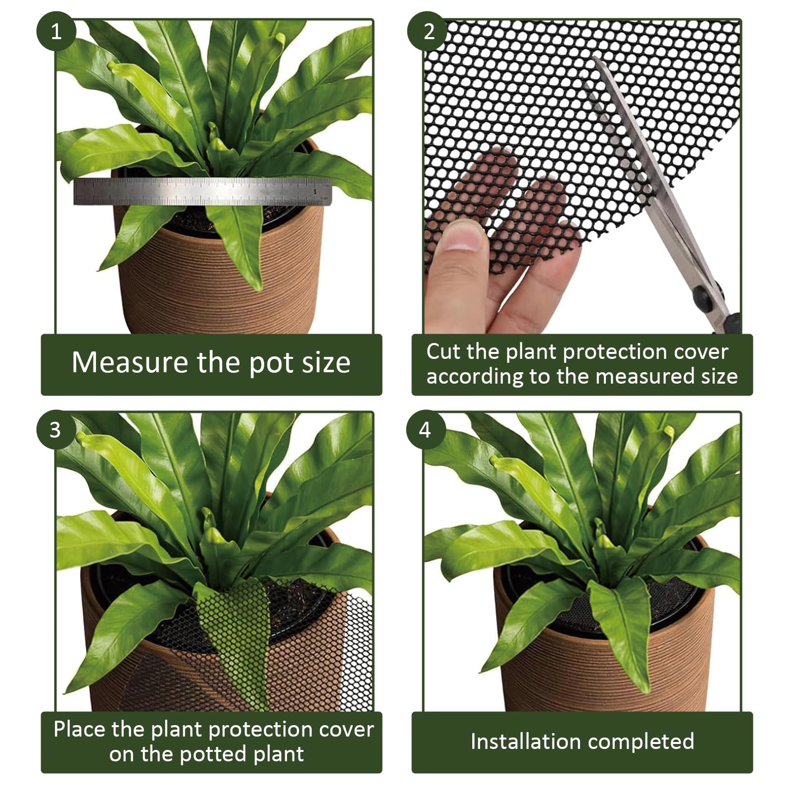 6 Pcs Plant Protectors from Animals, 11.8" /30cm Plant Garden Guard Cover for Indoor and Outdoor Plants, Round Cuttable Plant Pot Grid for Plant Protection from Digging Pets and Squirrels — view 4