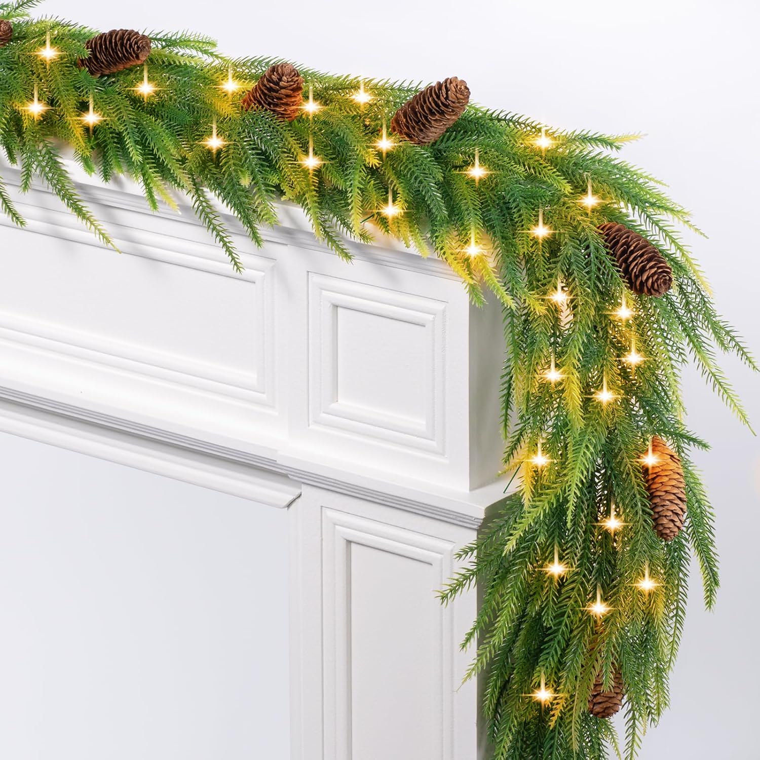 Christmas Garland with 40 LED Lights & 8 Modes,9FT PreLit
