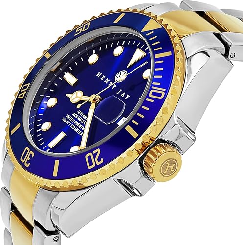 Miniatura 2 de Henry Jay Specialty Aquamaster Reloj a pulso sumergible de acero inoxidable enchapado en oro de 23 quilates de dos colores