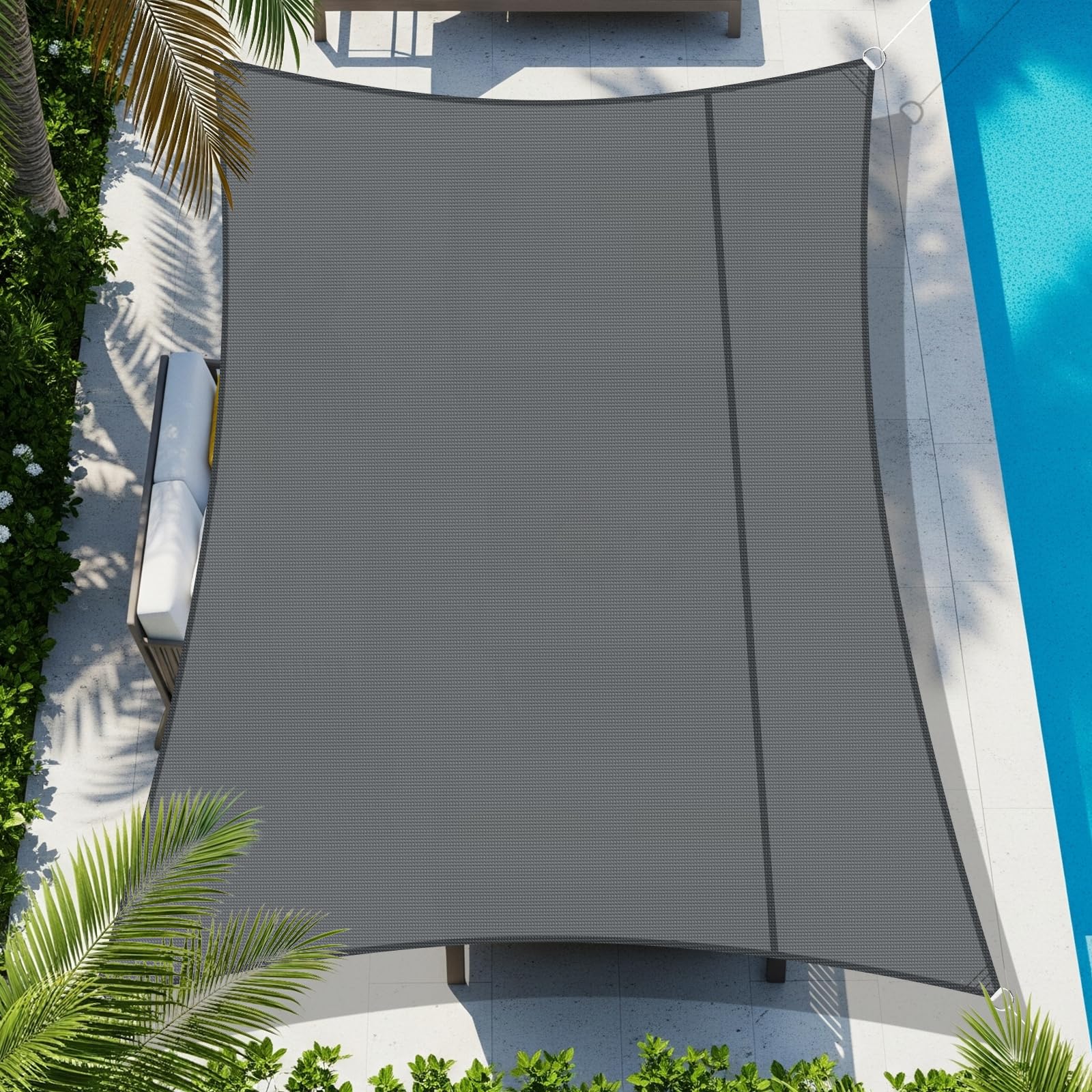 COOL AREA Voile d'ombrage imperméable Rectangle 2x3m Blocage UV Résistant aux intempéries pour Patio Extérieur Jardin Arrière-Cour,Anthracite