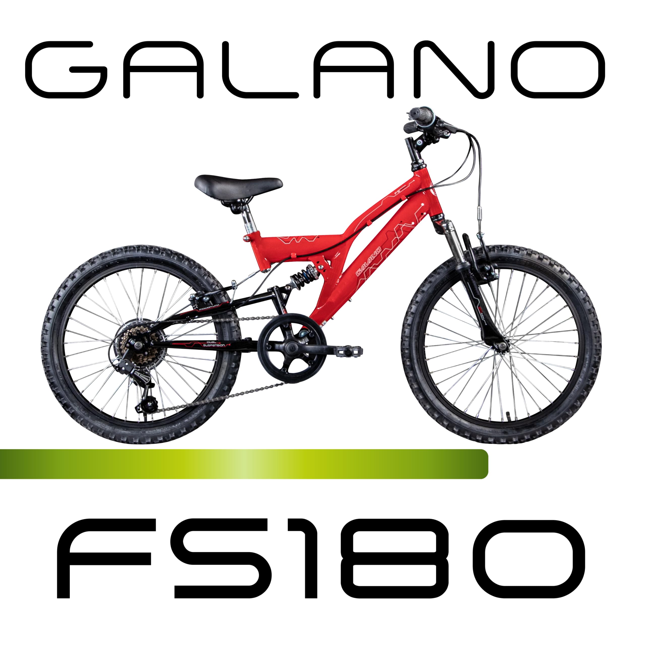 Galano FS180 Kinder Fahrrad ab 6 Jahre Mountainbike Fully ab 120 cm für Mädchen und Jungen, 20 Zoll, 6 Gang Schaltung, MTB Unisex Kinderrad mit V Brakes