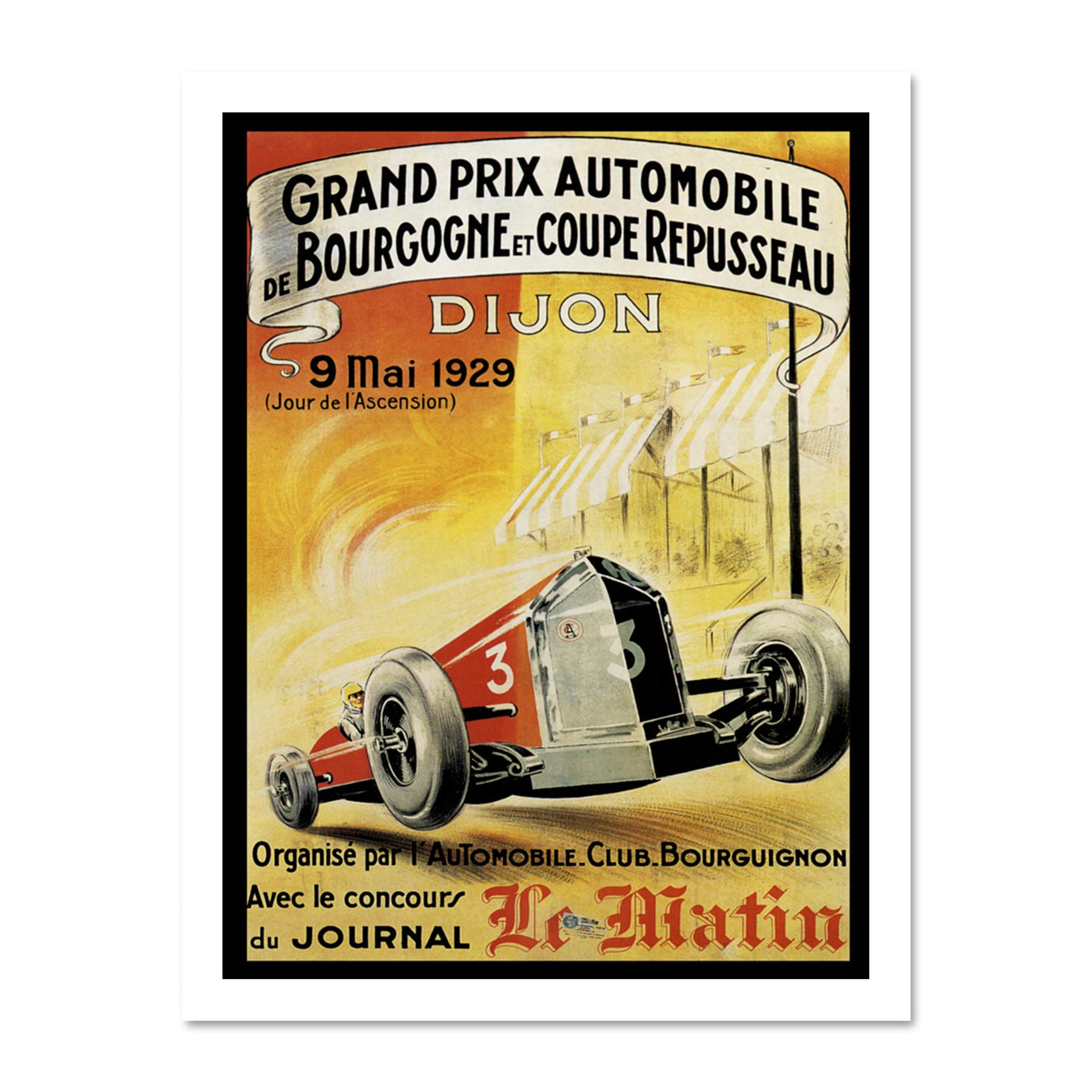 Wee Blue Coo Sport Advert Grand Prix Motor Race Dijon Large Framed Art Print Poster Wall Decor 18x24 inch