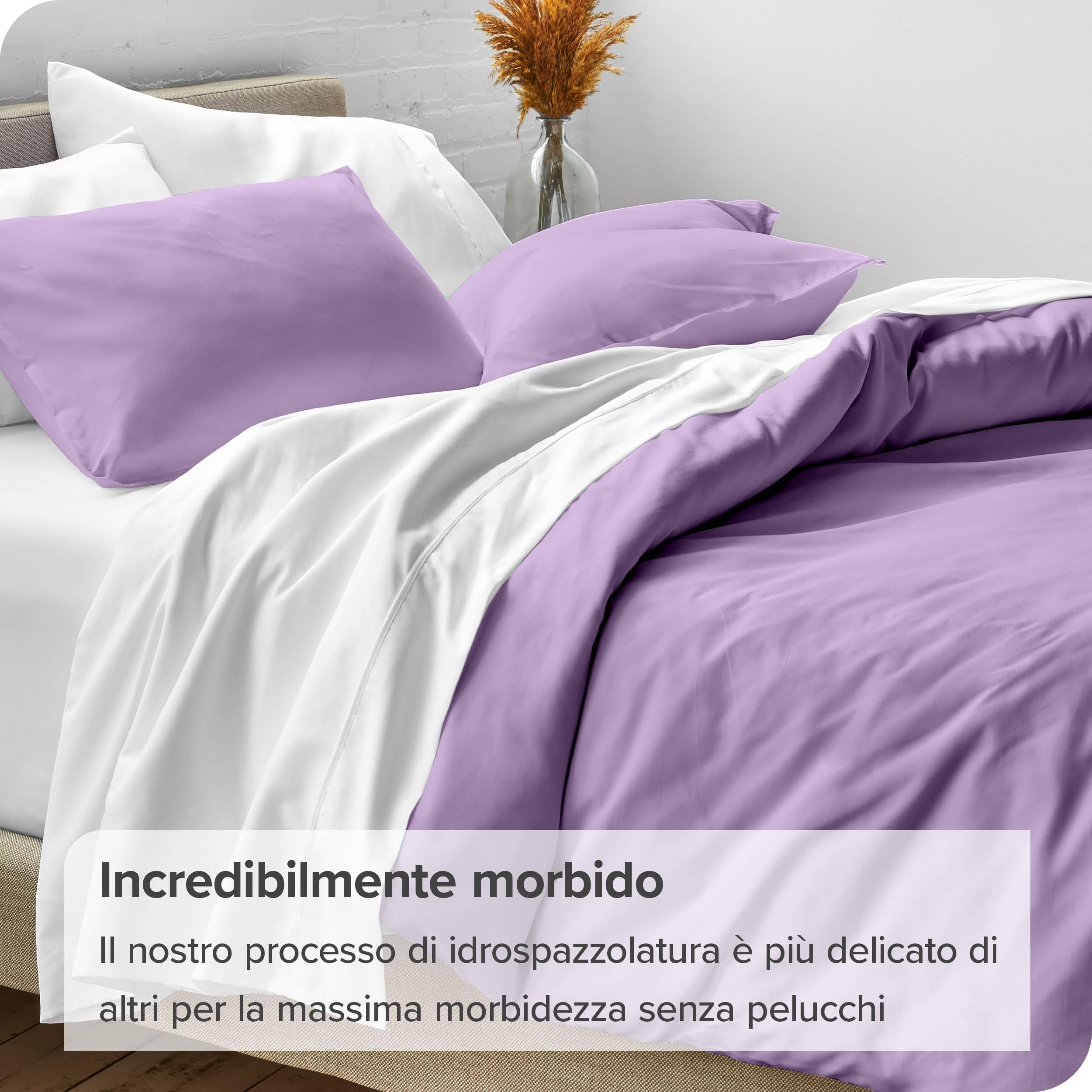Bare Home Set Copripiumino Collezione Premium 1800 ultra morbida - Copripiumino leggero e fresco - Copripiumino dalla texture soffice (135 x 200/80 x 80 x 1, Lavanda)