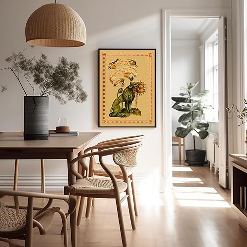 Miniatura 5 de Poster Master Póster vintage, estampado retro de león verde devorando el sol, arte hermético, arte de mitología, regalo para hombres y mujeres,