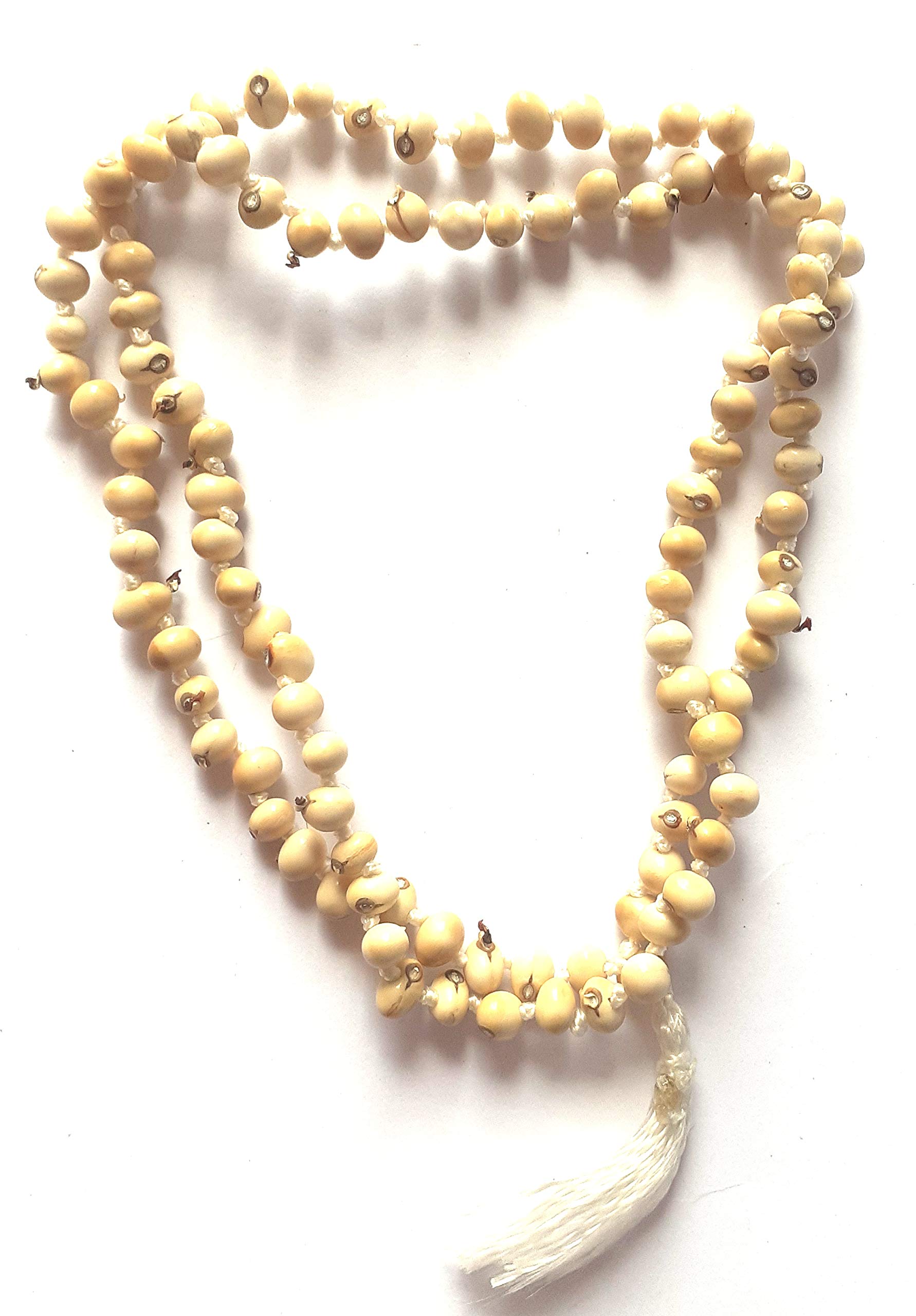 CHEZEL® Natural Safed gunja mala White gunja mala 108+1 Beads (Off White)