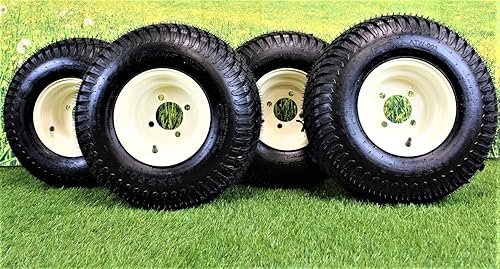 Antego Tire & Wheel Ruedas para carrito de golf color bronceado/beige de 8 x 7 (llantas) con neumáticos de carrito de golf de 18 x 8.5-8 con llanta