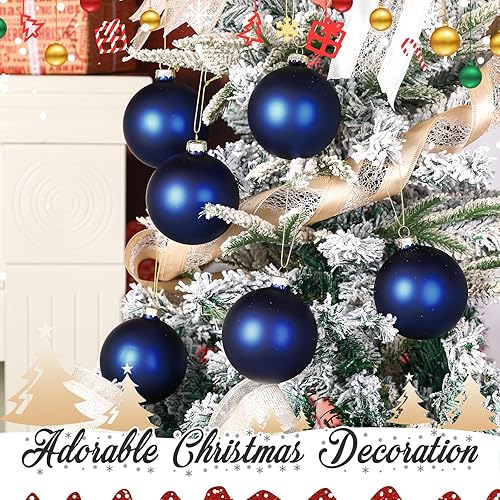 Miniatura 10 de 6 adornos de cristal para árbol de Navidad de 3.15 pulgadas, adornos de bolas de Navidad colgantes para árboles de Navidad, decoración de