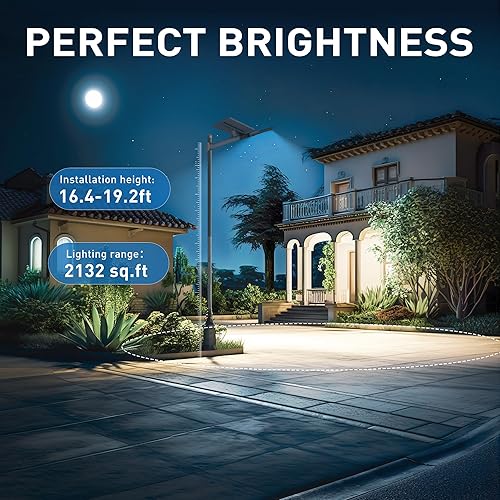 Miniatura 5 de A-ZONE Luces solares de calle de 1000 W para exteriores, 10000 lm de alto brillo, lámpara LED del atardecer al amanecer, con control remoto,