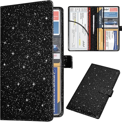 DMLuna, portadocumentos para registro de coche y seguro, organizador de cuero para documentos, organizador de documentos, accesorios de