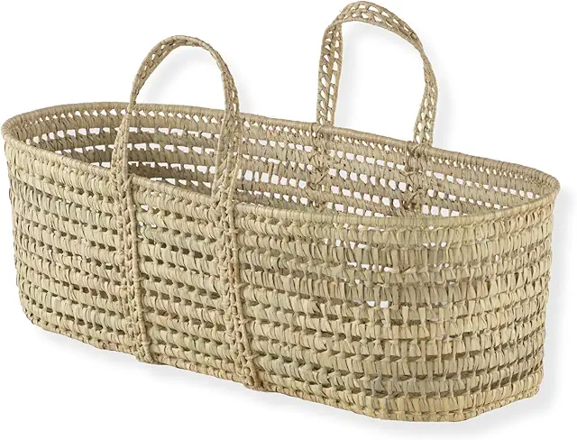 Clair de Lune Natural Palm Moses Basket Bassinet | Handwoven Organic