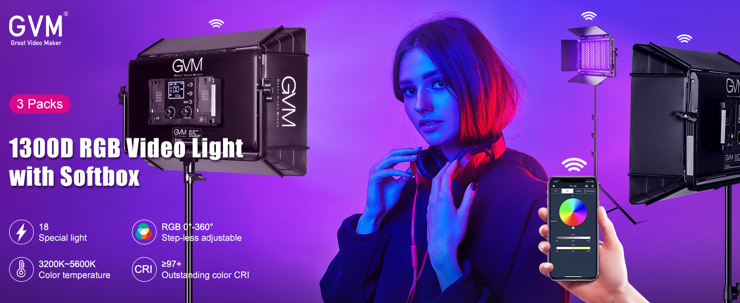 Amazon.com : GVM 65W RGB Video Light with Softbox, 1300D LED
