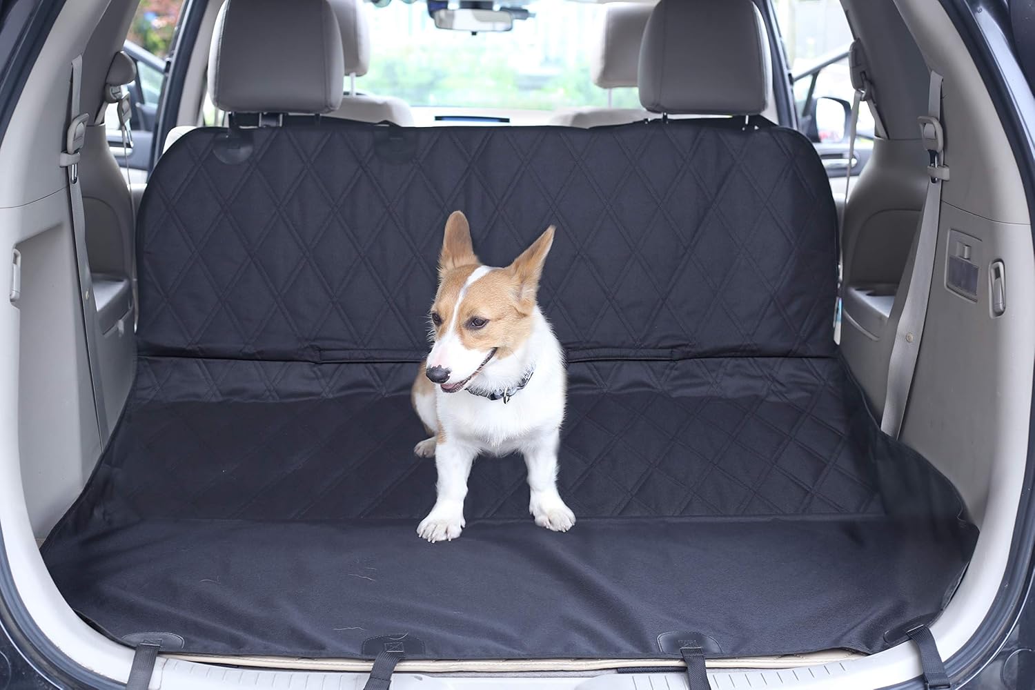 Vivaglory Dog Seat Covers, Mesh Visual Window with Extra Strap & Buckles for Safety, Durable & Quilted Dog Car Hammock with Side Flaps,…