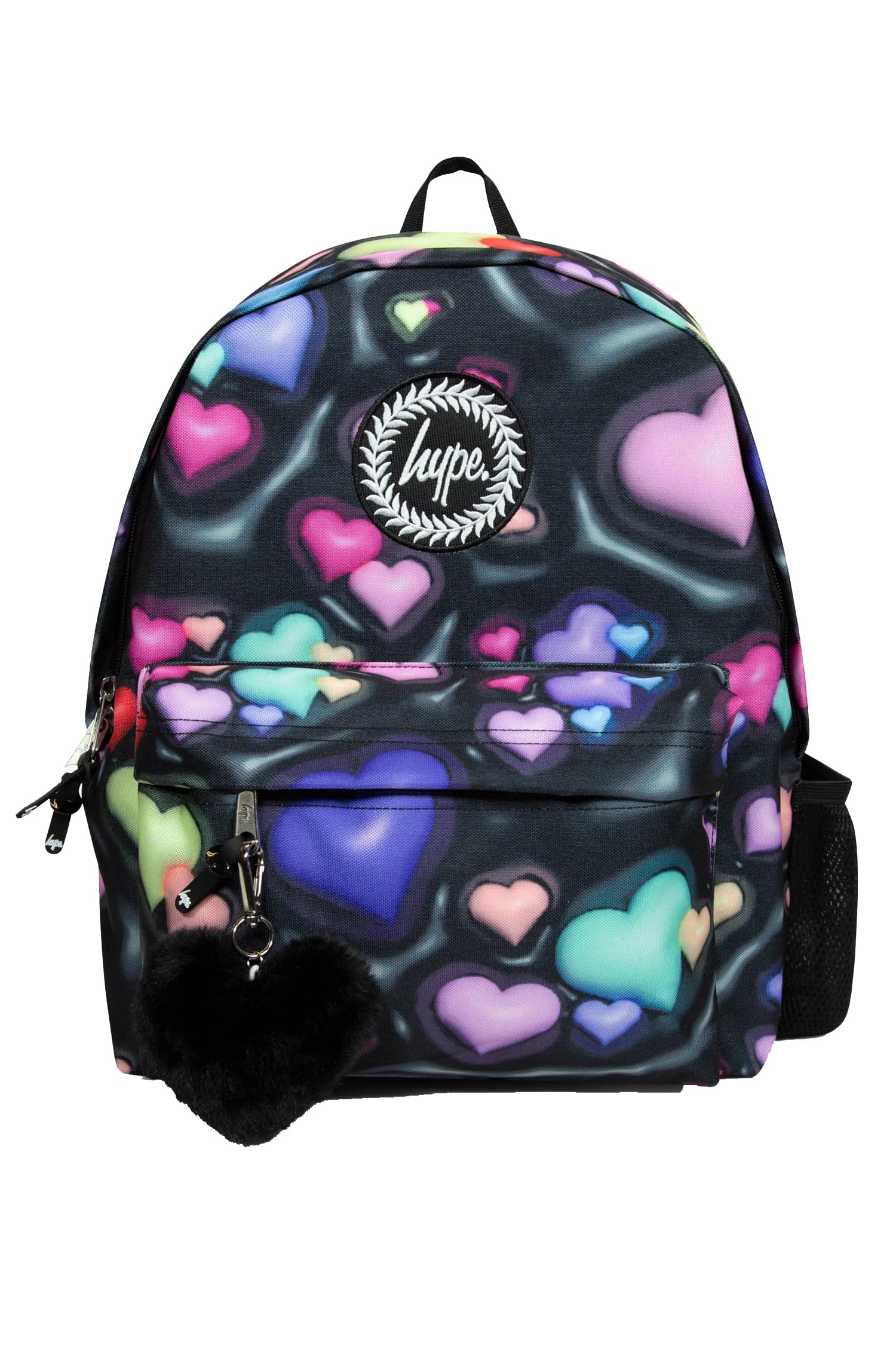 hypeGirl's 3D Hearts Badge Backpacks, Black, One Size