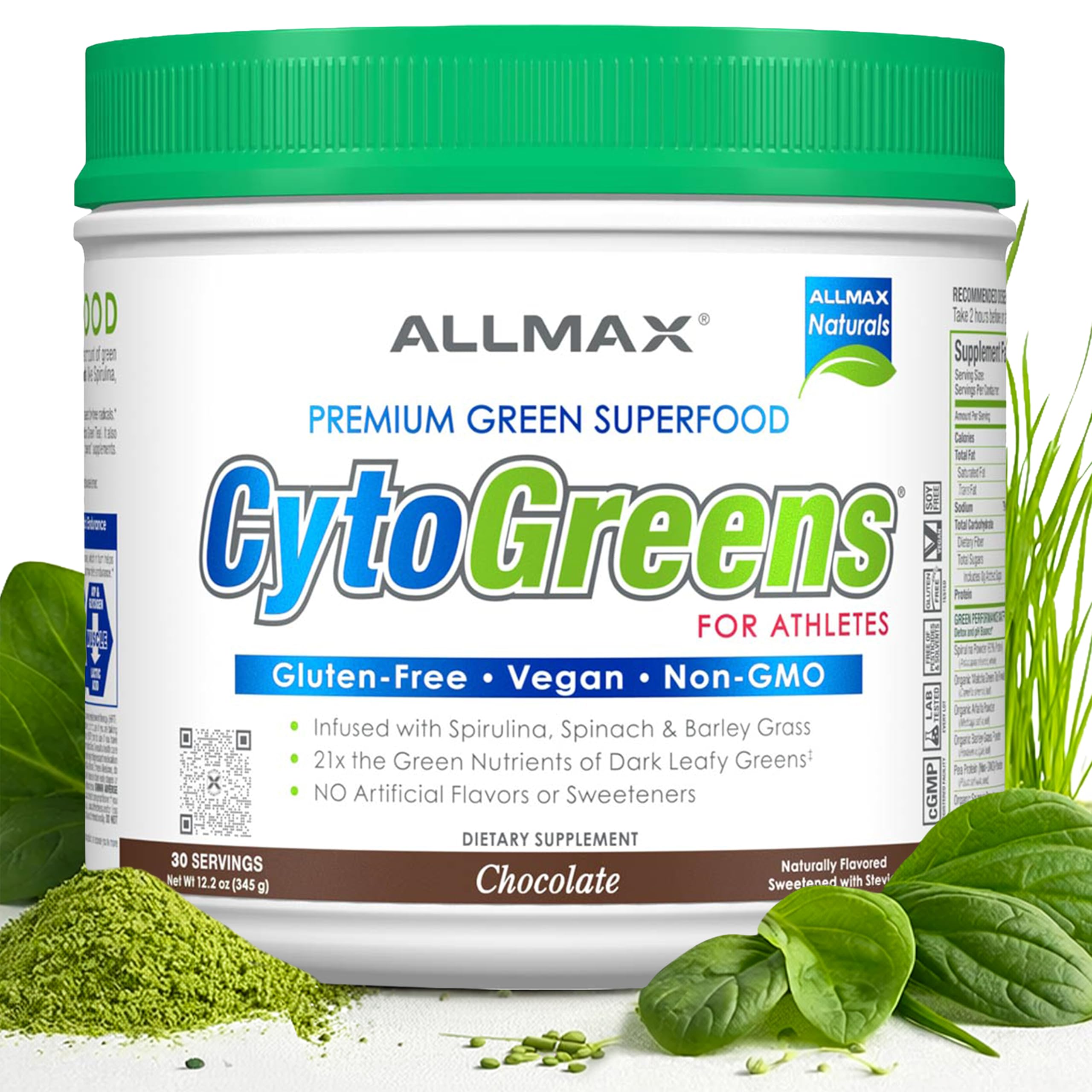 ALLMAX Naturals CytoGreens Super Greens Powder Chocolate