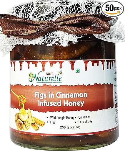 Farm Naturelle-Cinnamon Infused Pure Raw Natural Forest Honey and Big Delicious Figs (Anjeer)-250 GMS-Diwali Health Gift Item Pack