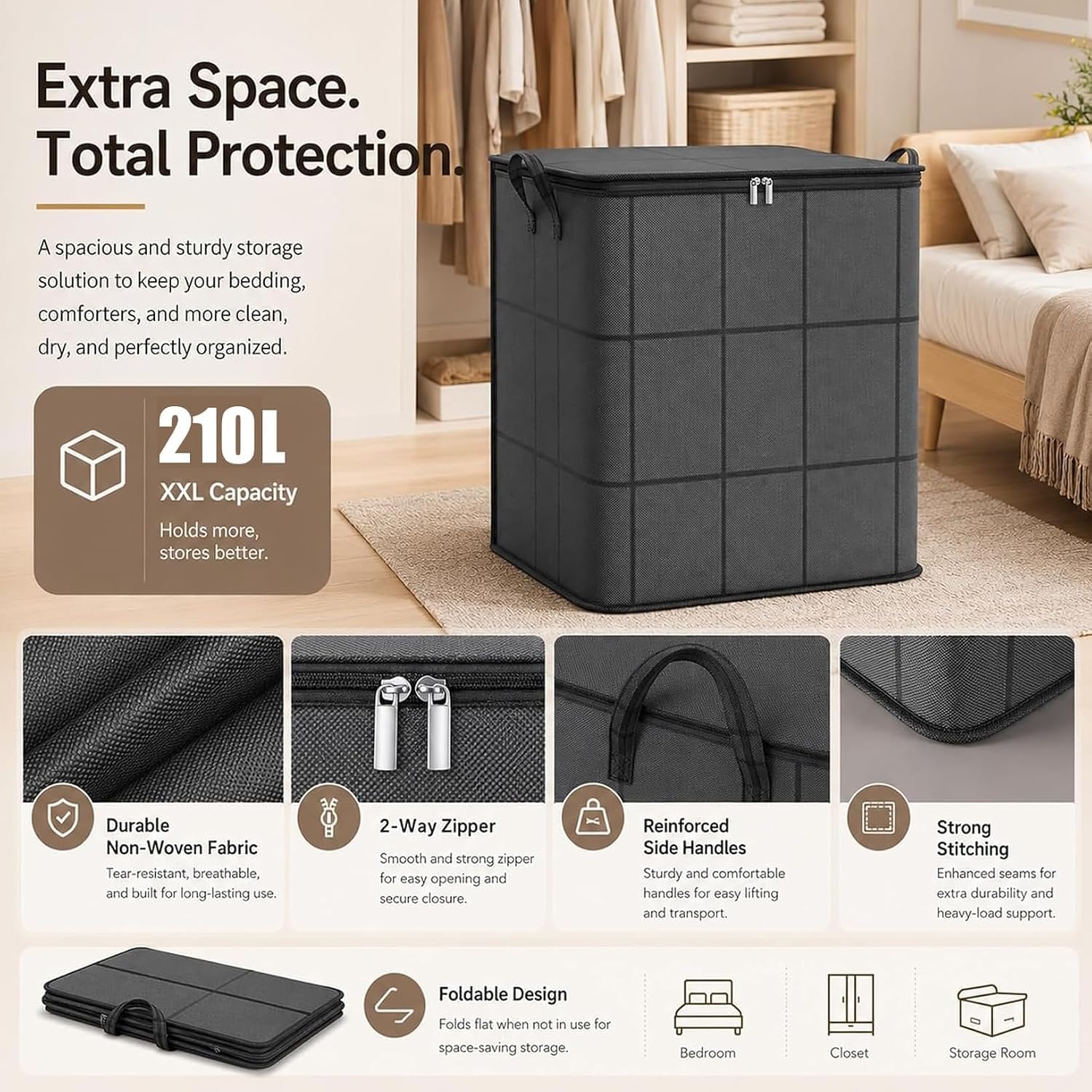 2er-Pack faltbare, tragbare und geräumige Umzugsboxen (150 l)