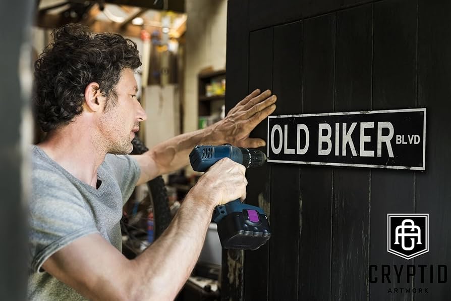 Amazon.com : Old Biker Blvd Metal Sign 18x4 Inch - Embossed