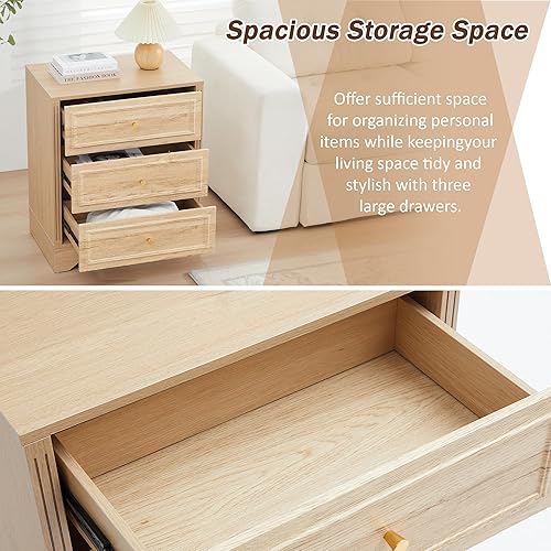 Miniatura 4 de Mesita de noche de madera moderna de mediados de siglo con cajón de almacenamiento y estante mesa auxiliar con patas de metal estables para sala de