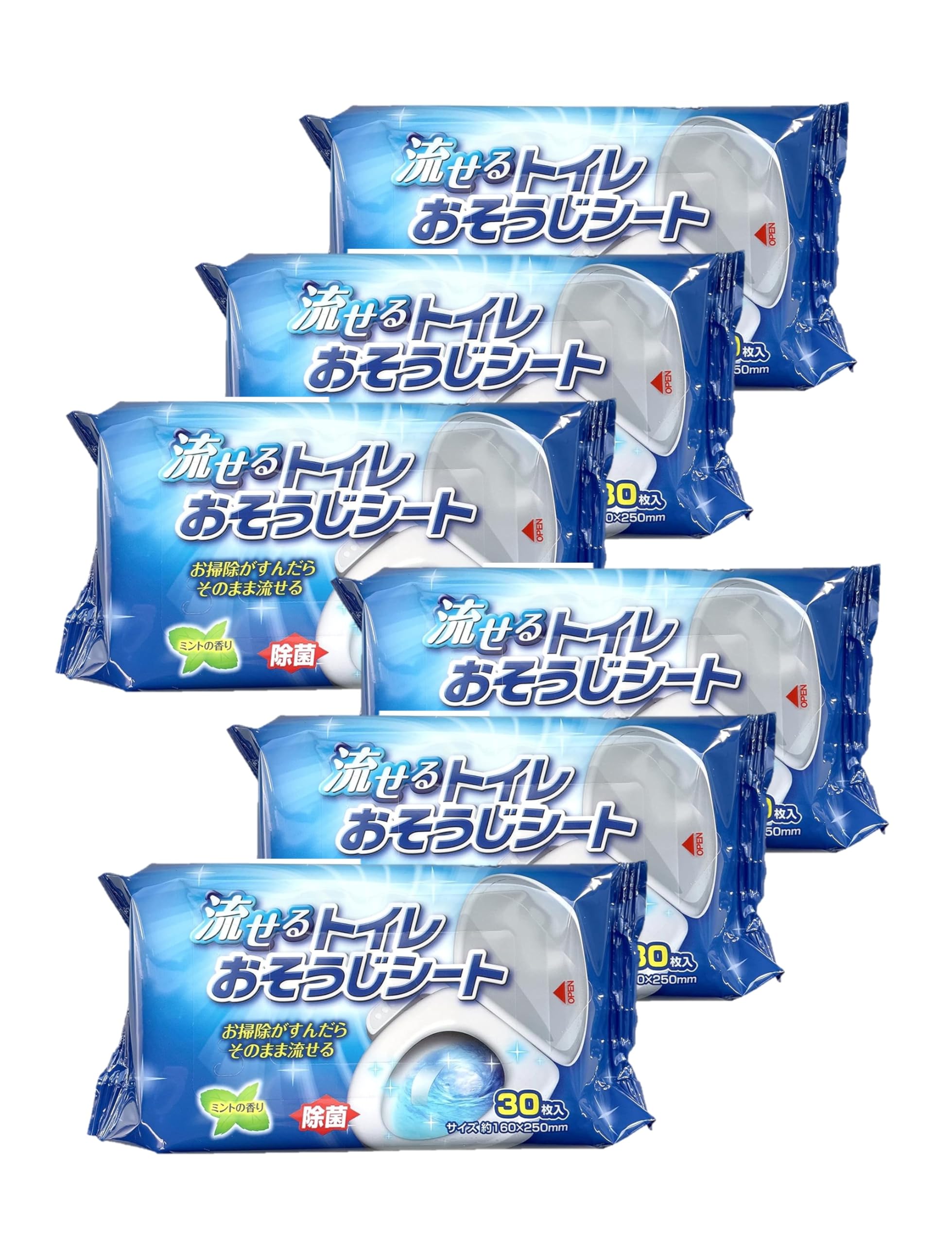 ストリックスデザイン 流せる トイレおそうじシート 180枚 (30枚×6セット…