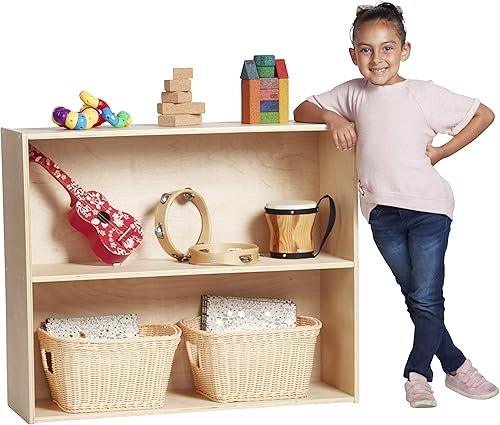 Miniatura 12 de ECR4Kids Streamline - Armario de almacenamiento con 2 estantes, 30 pulgadas, estantería para niños, color natural Natural,Blanco Cal,Gris (Grey Wash)