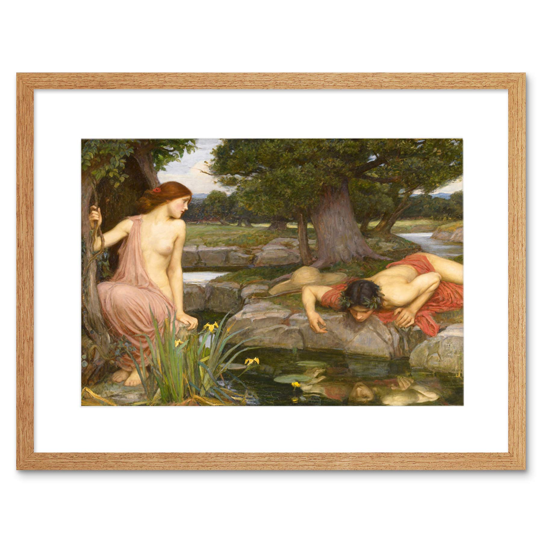 Wee Blue Coo Painting Waterhouse Echo Narcissus Framed Wall Art Print