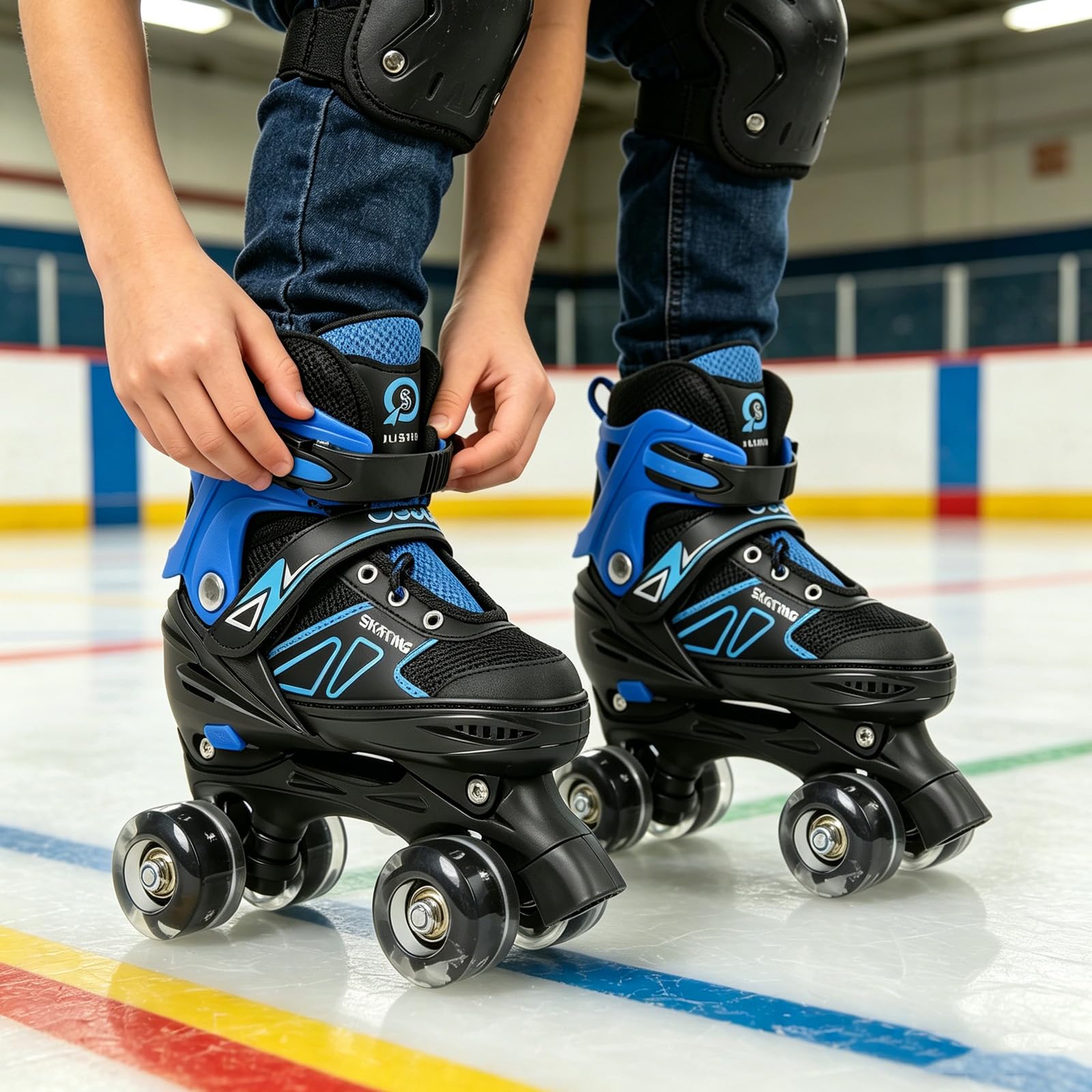 Patins en Ligne, Patin à roulettes, Patins à Glace, Rollers en Ligne à Taille Réglable Patins pour Enfants, Adolescents, Adultes, Débutants