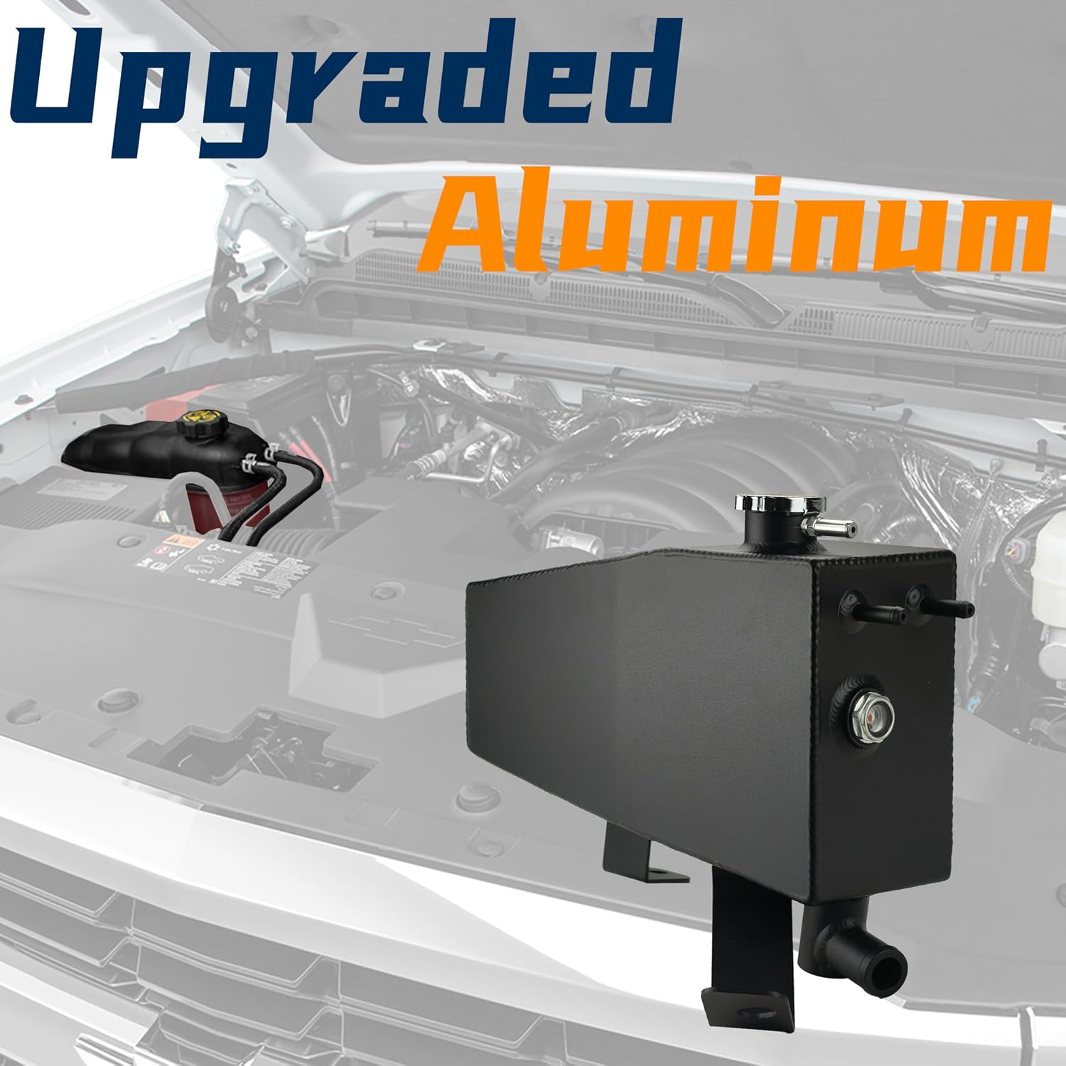 Aluminum Coolant Reservoir Tank Compatible with Chevrolet Chevy Silverado 1500 Suburban Tahoe GMC Sierra Yukon XL Cadillac Escalade ESV 2014 2015 2017 2018 2019 Engine Coolant Overflow Tank 603-973