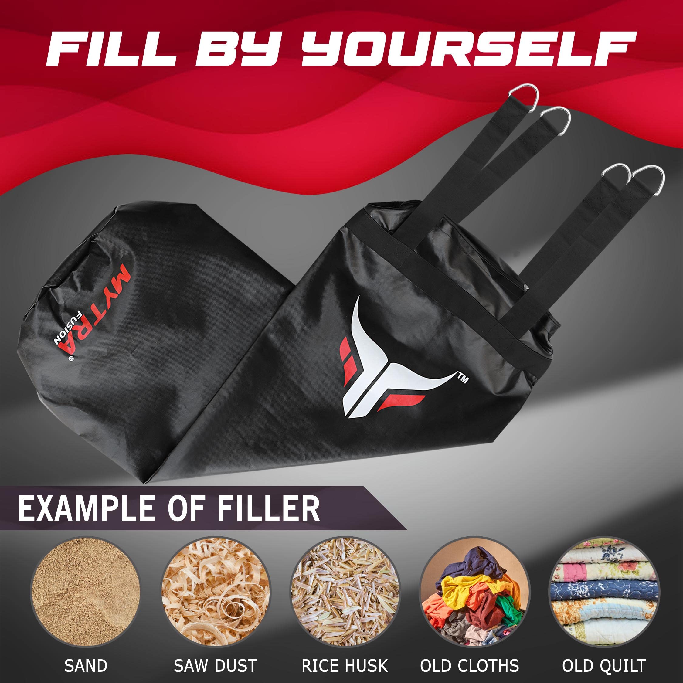 Mytra Fusion Colgante Saco Boxeo Unfilled Sacos de Boxeo para MMA, Muay Thai, Boxeo, Entrenamiento de Karate Adulto Saco Boxeo Disponible con 2 tamaños 4FT y 5FT