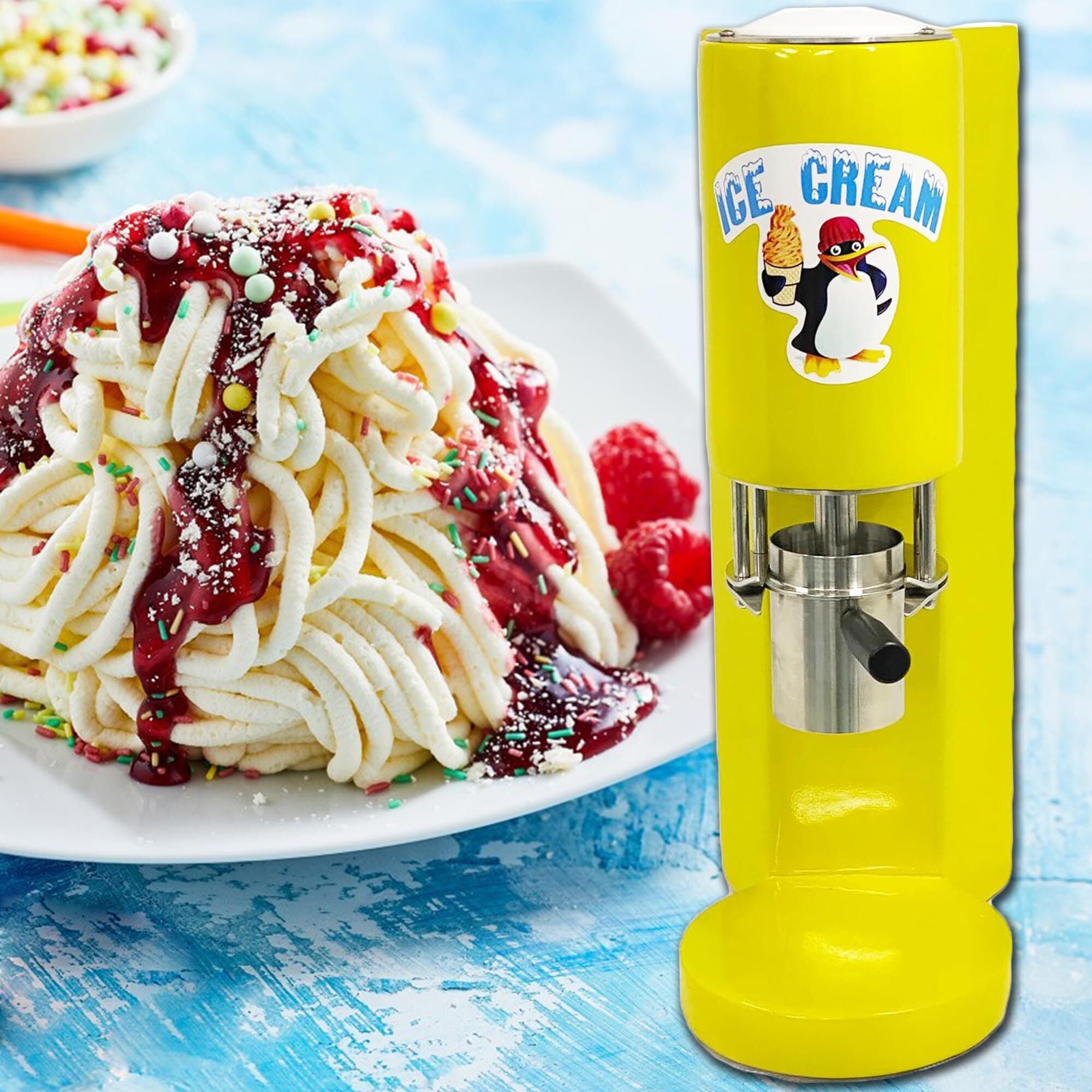 Macchina per Gelato a Spaghetti, Con 4 Stampi Intercambiabili, Pressa per Gelato a Spaghetti, Macchina per Gelato Professionale, Tramoggia Da 420 Ml, Ideale per Gelaterie E Negozi Di Gelato