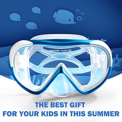 Miniatura 7 de Kids Snorkel Set Anti-Fog Snorkel Diving Mask, Tempered Glass Child Swim Mask Anti-Leak Dry Top Snorkel, Professional Kids Swim Goggles and Snorkel