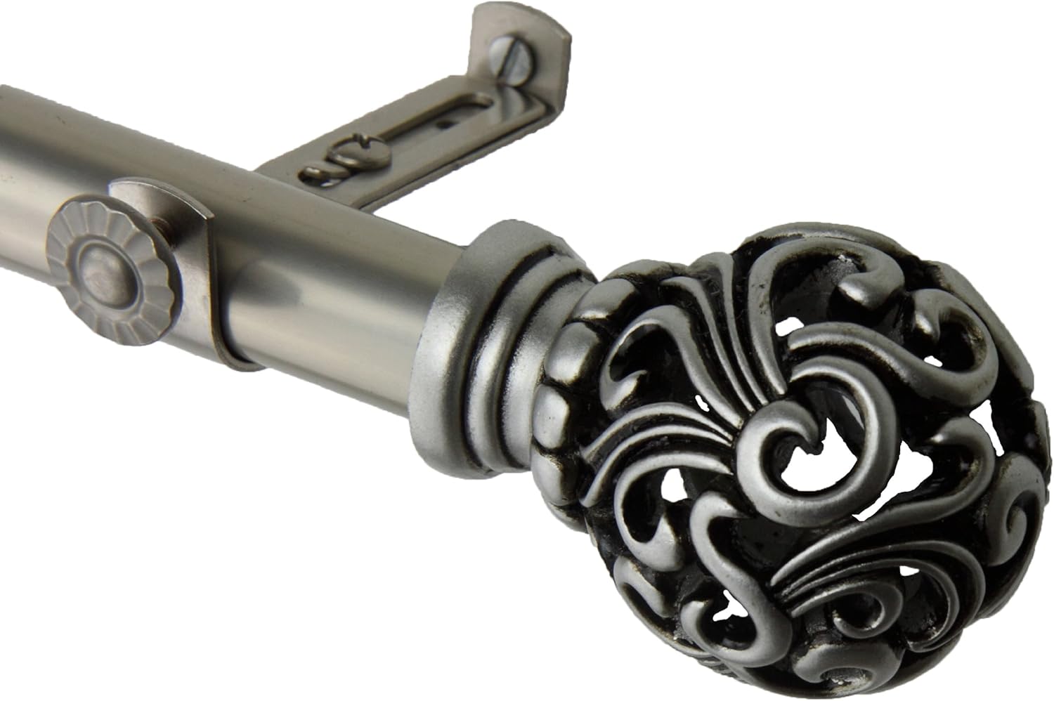 A&F Rod Decor - Baroque Curtain Rod 28-48 inch - Satin Nickel