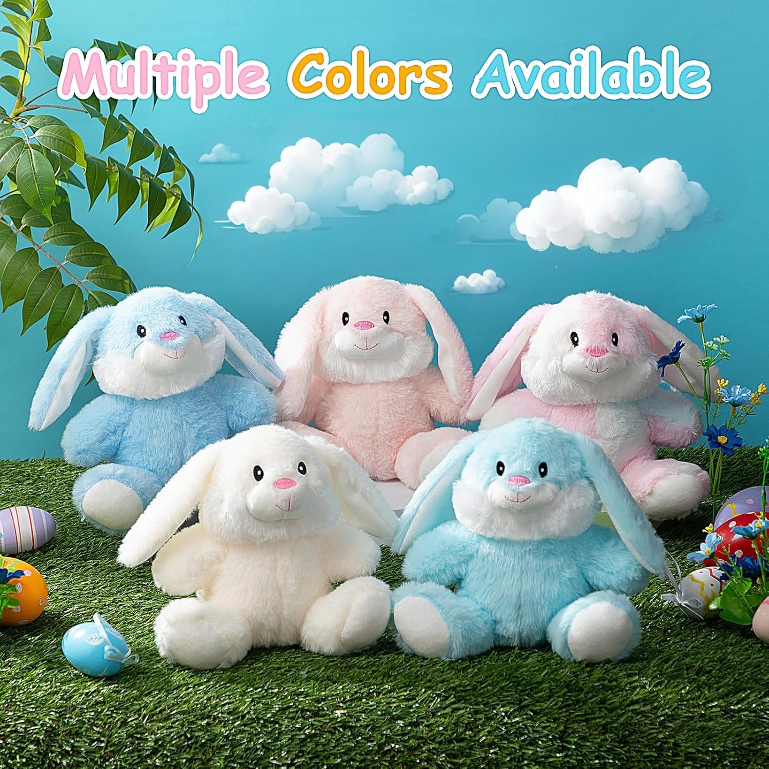HollyHOME Bunny Stuffed Animal, Easter Bunny Plush Toys, Soft and Cuddly Stuffed Rabbit Easter Gift for Kids Baby Girls 7inch White