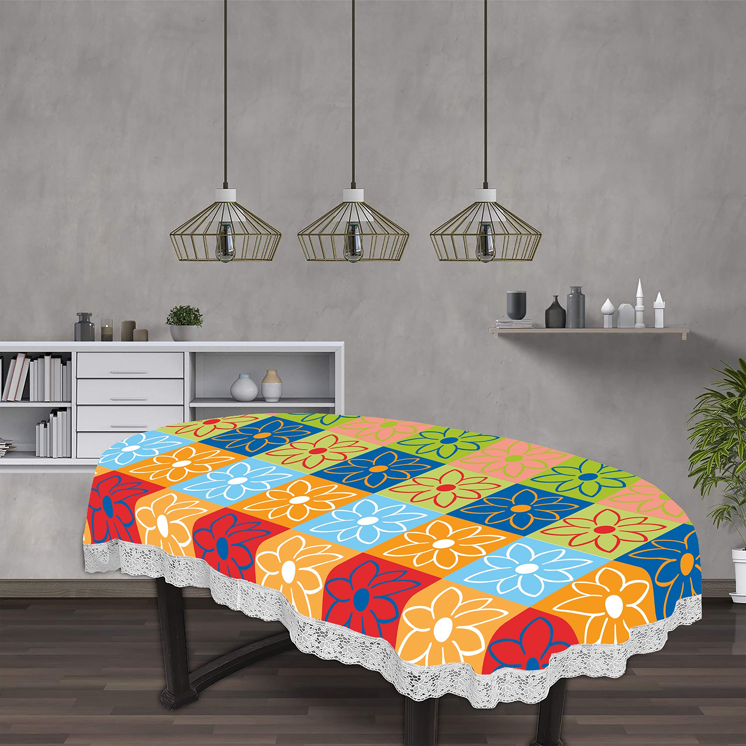 Print Fab Dining Table Cover for Oval Shape PVC Table Covers Waterproof and Dustproof Printed 6 Seater, Multi Flower (60x90 Inches) (B0CJKXFLXT) Amazon Price History, Amazon Price Tracker