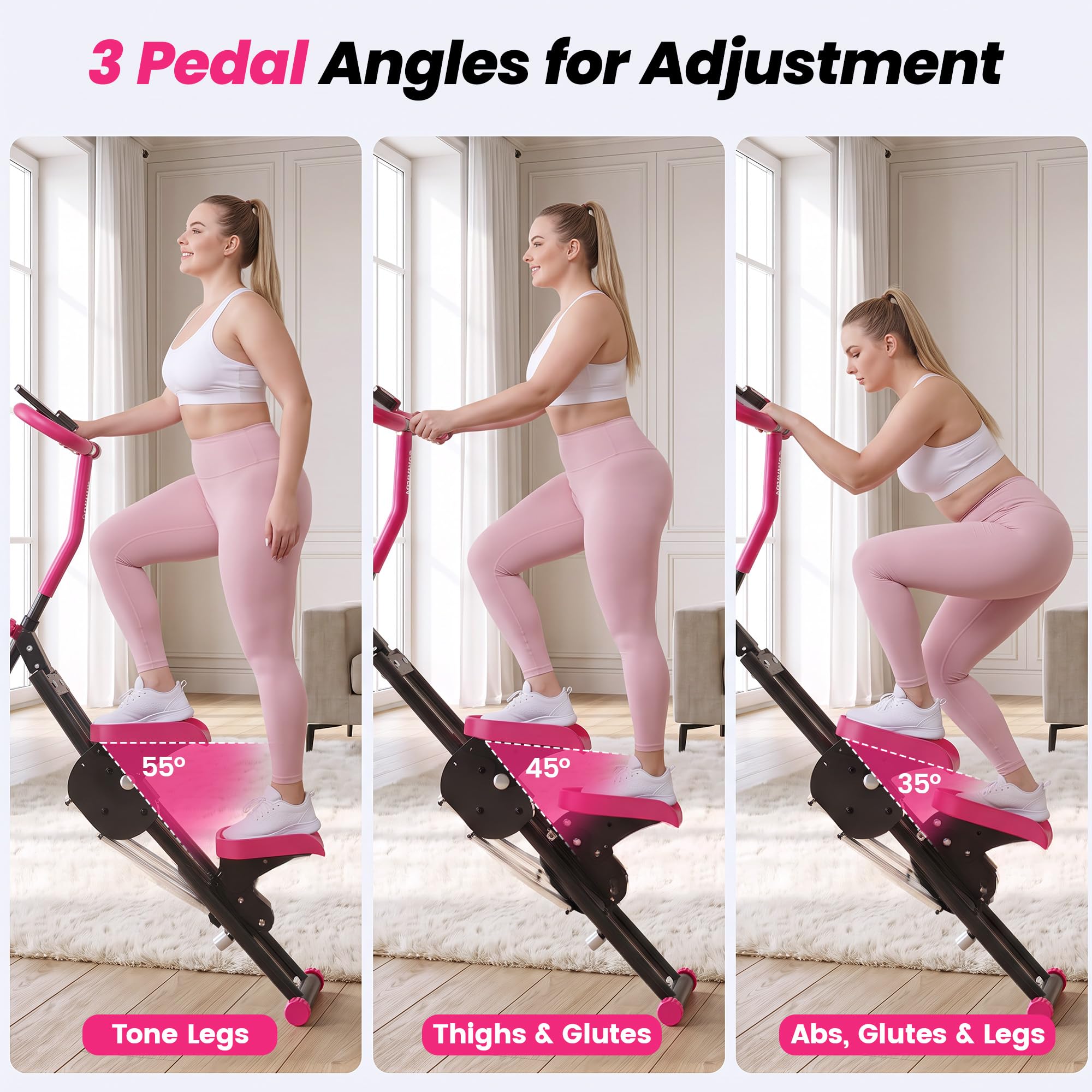 Yagud Stairmaster für Zuhause, Stair Stepper mit Doppelfeder-System, rutschfesten Pedalen und Haltegriff, faltbar, höhenverstellbare Pedale, LCD-Display, Fitnessgerät für das Home-Gym